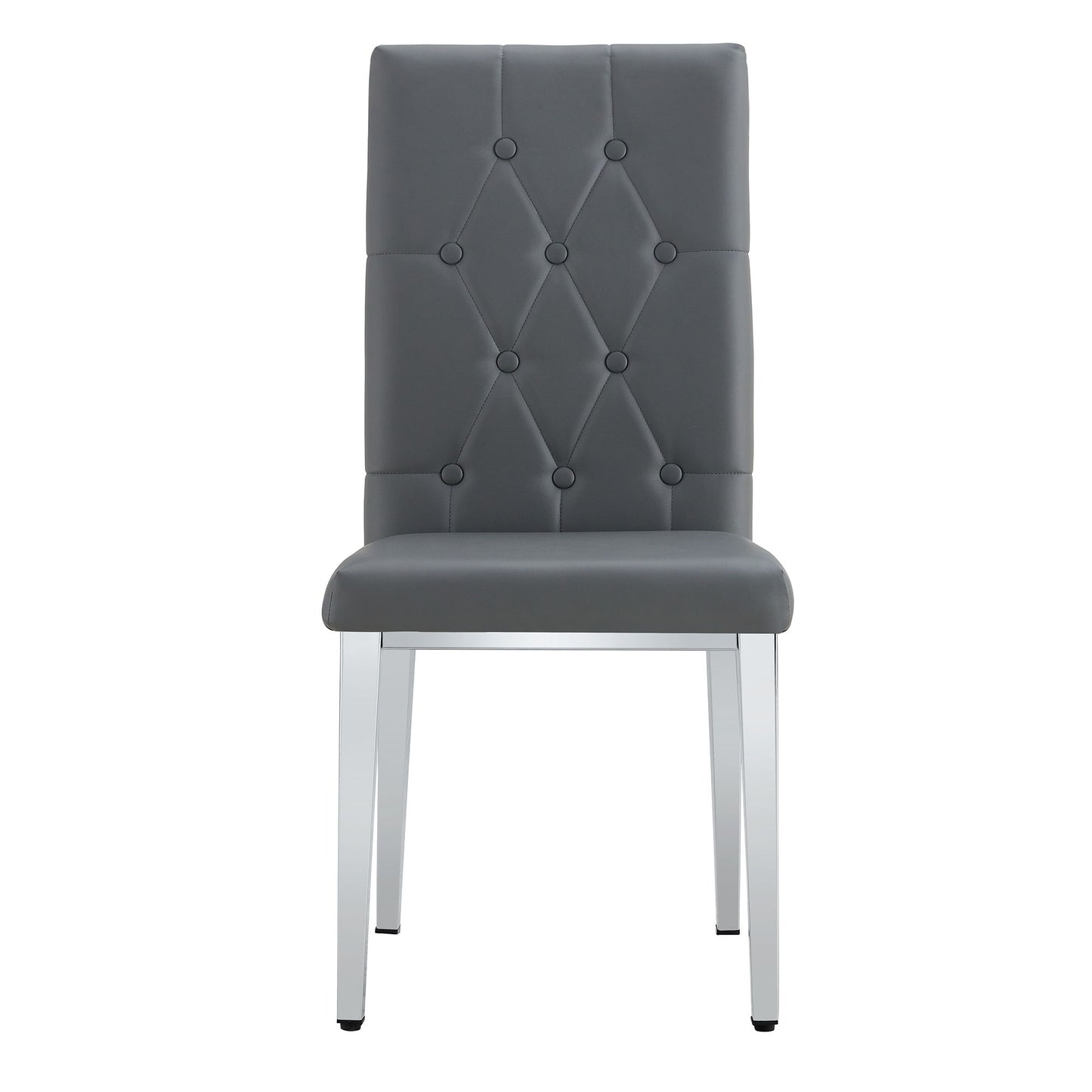 Armless Dining Chairs, Grid And Buckle Design Of The Back (Set of 4) - Gray