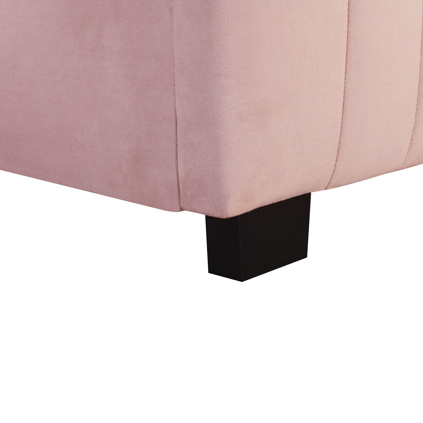 Twin Size Upholstered Platform Bed With Twin Size Trundle - Pink