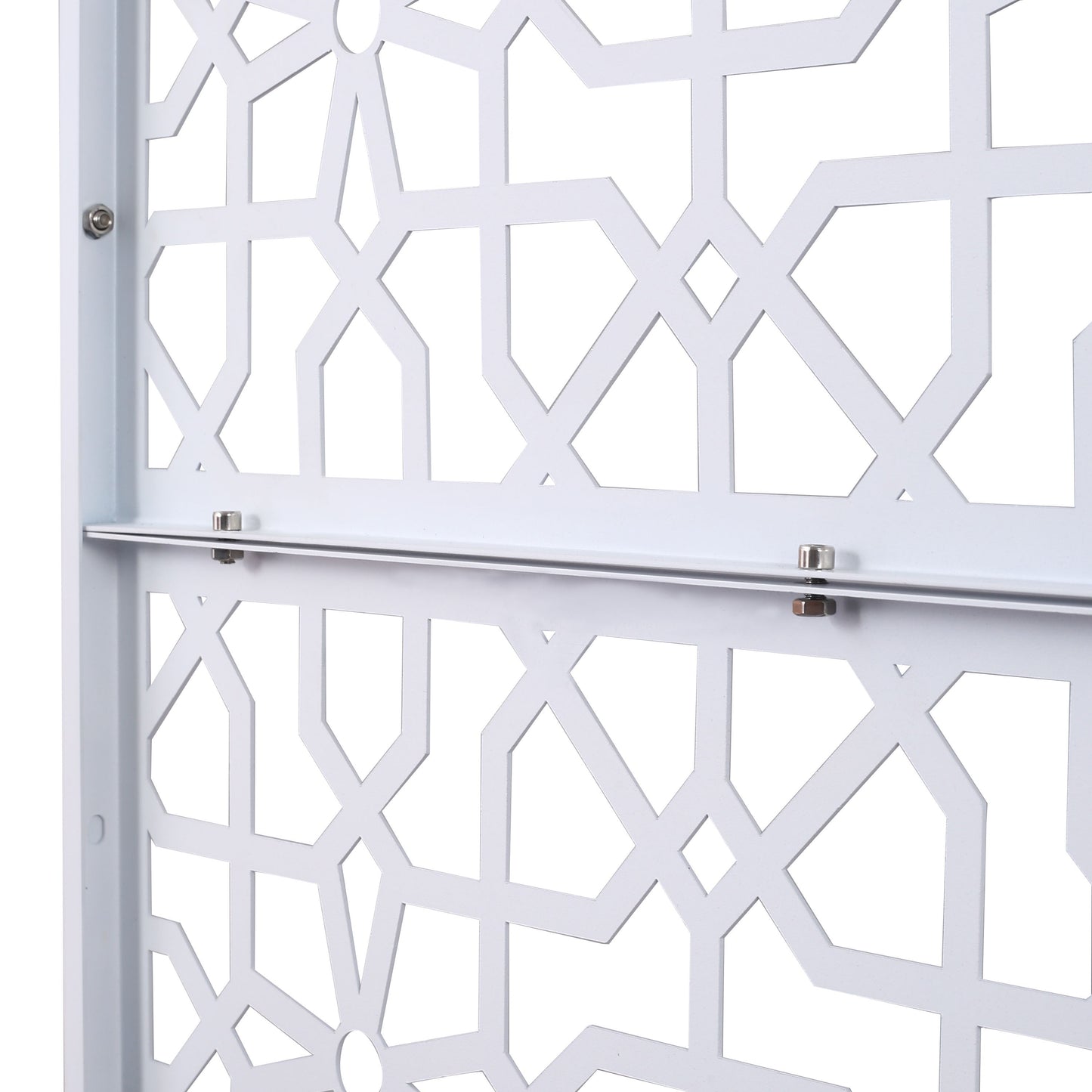 Outdoor & Indoor Metal Privacy Screen Freestanding Decorative Privacy Screen - White