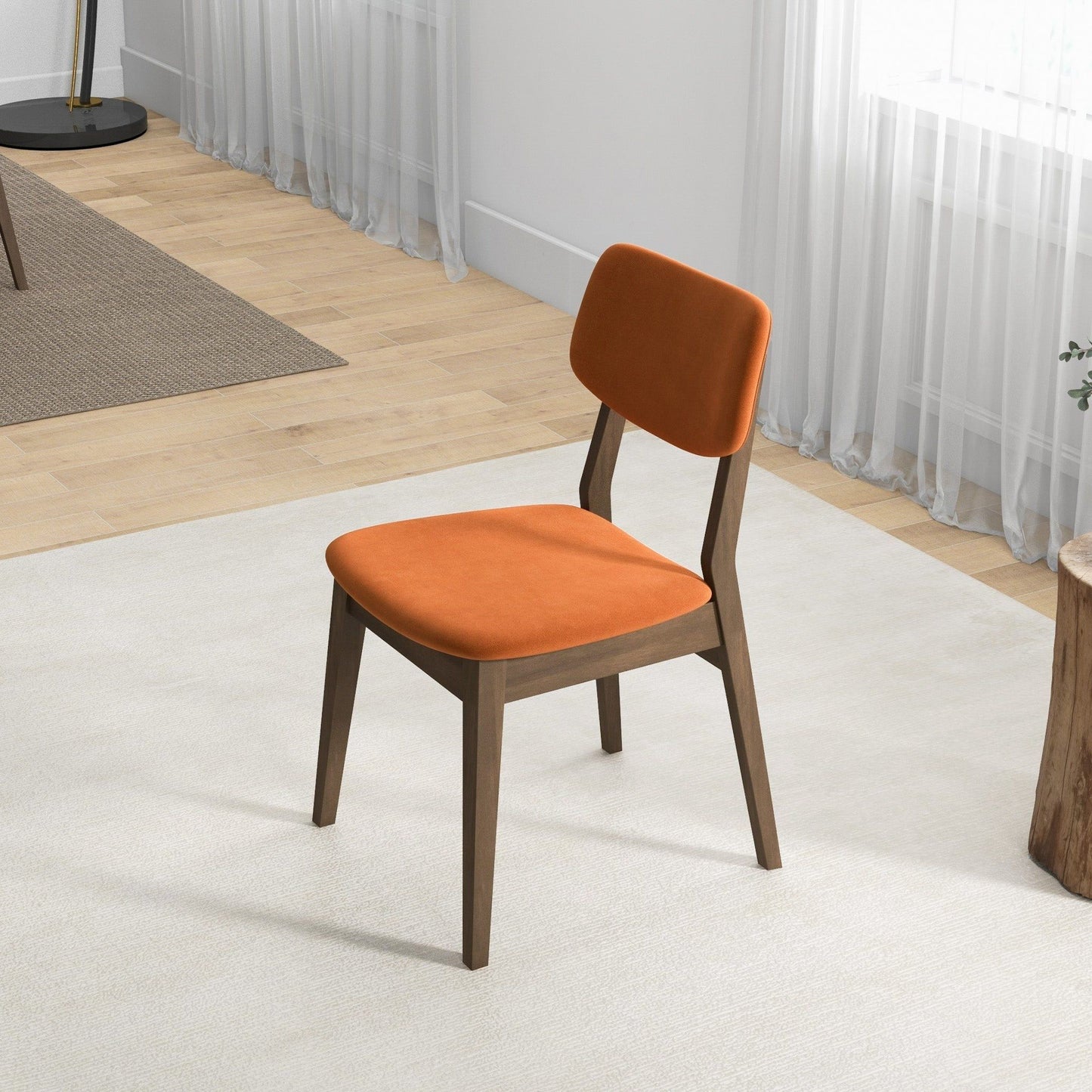 Carlos - Solid Back Side Chair (Set of 2) - Brown / Burnt Orange