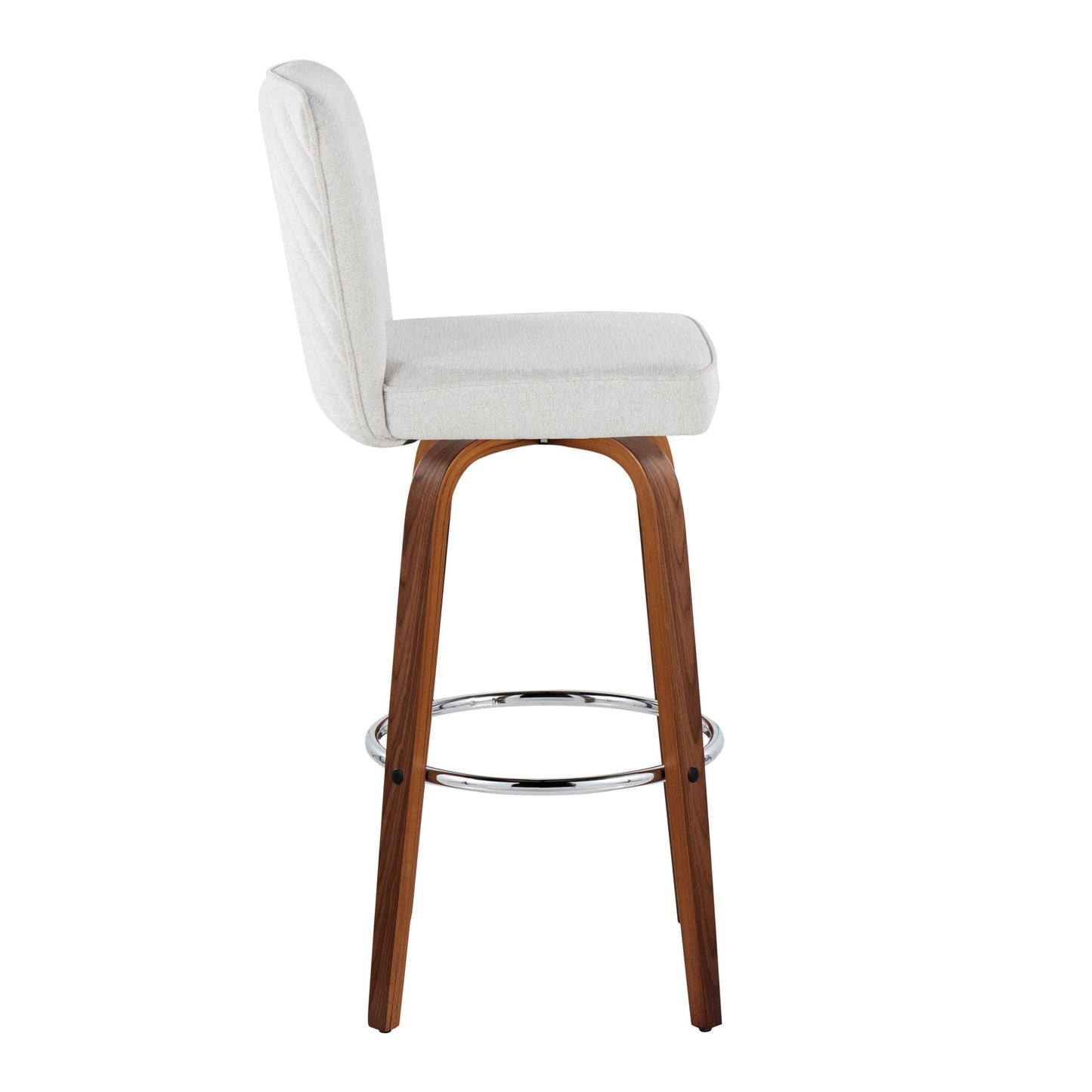 Henry - Contemporary Fixed Height Barstool With Swivel With Round Footrest (Set of 2) - Walnut / White