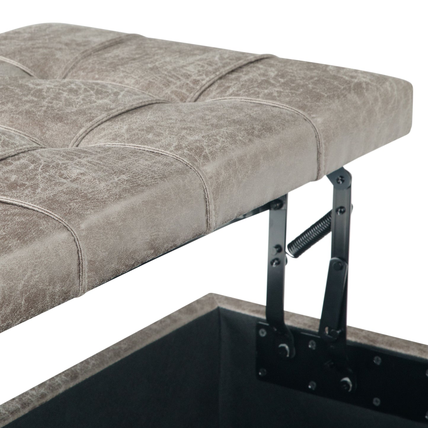 Harrison - Coffee Table Storage Ottoman - Distressed Gray Taupe