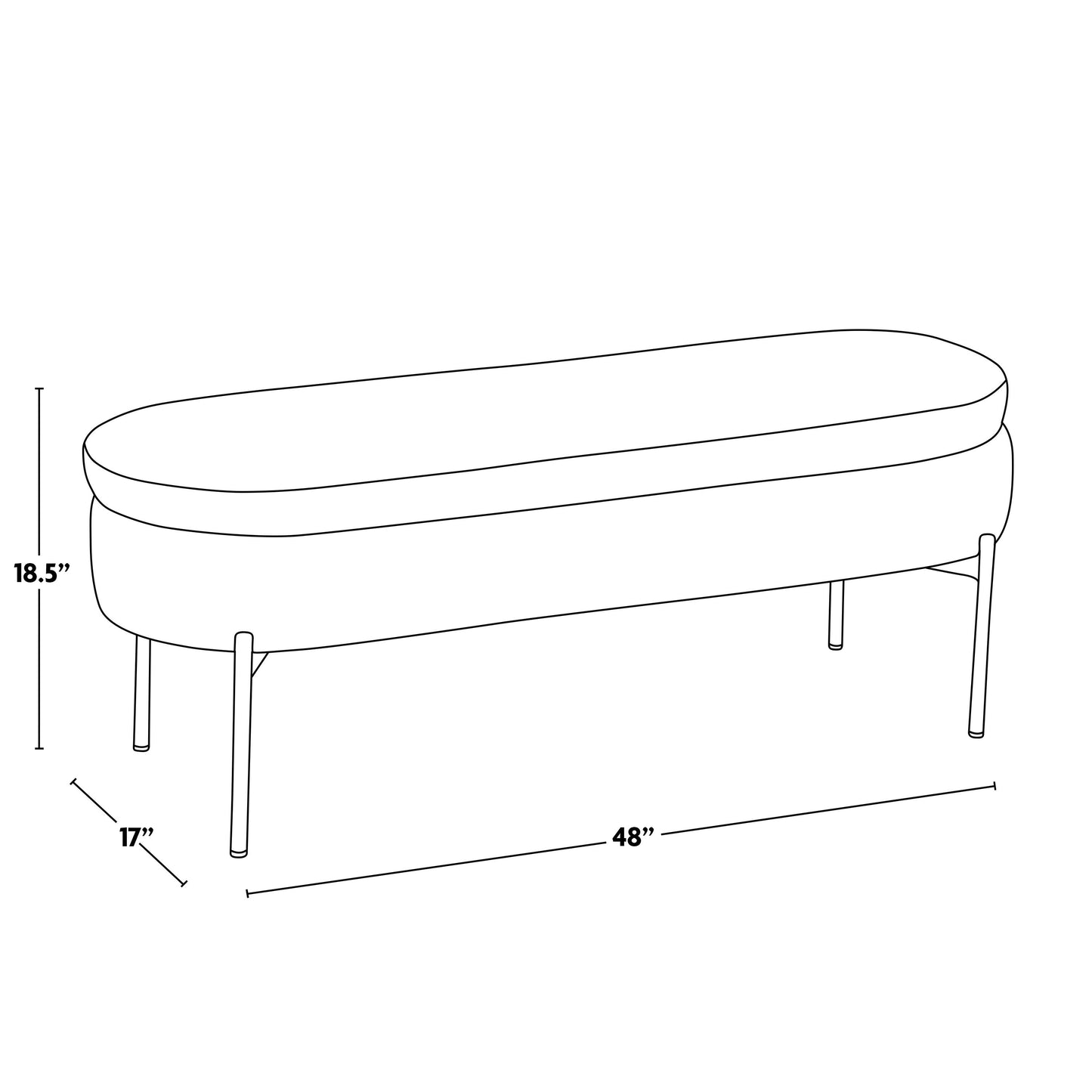 Chloe - Contemporary / Glam Bench - Chrome / Black