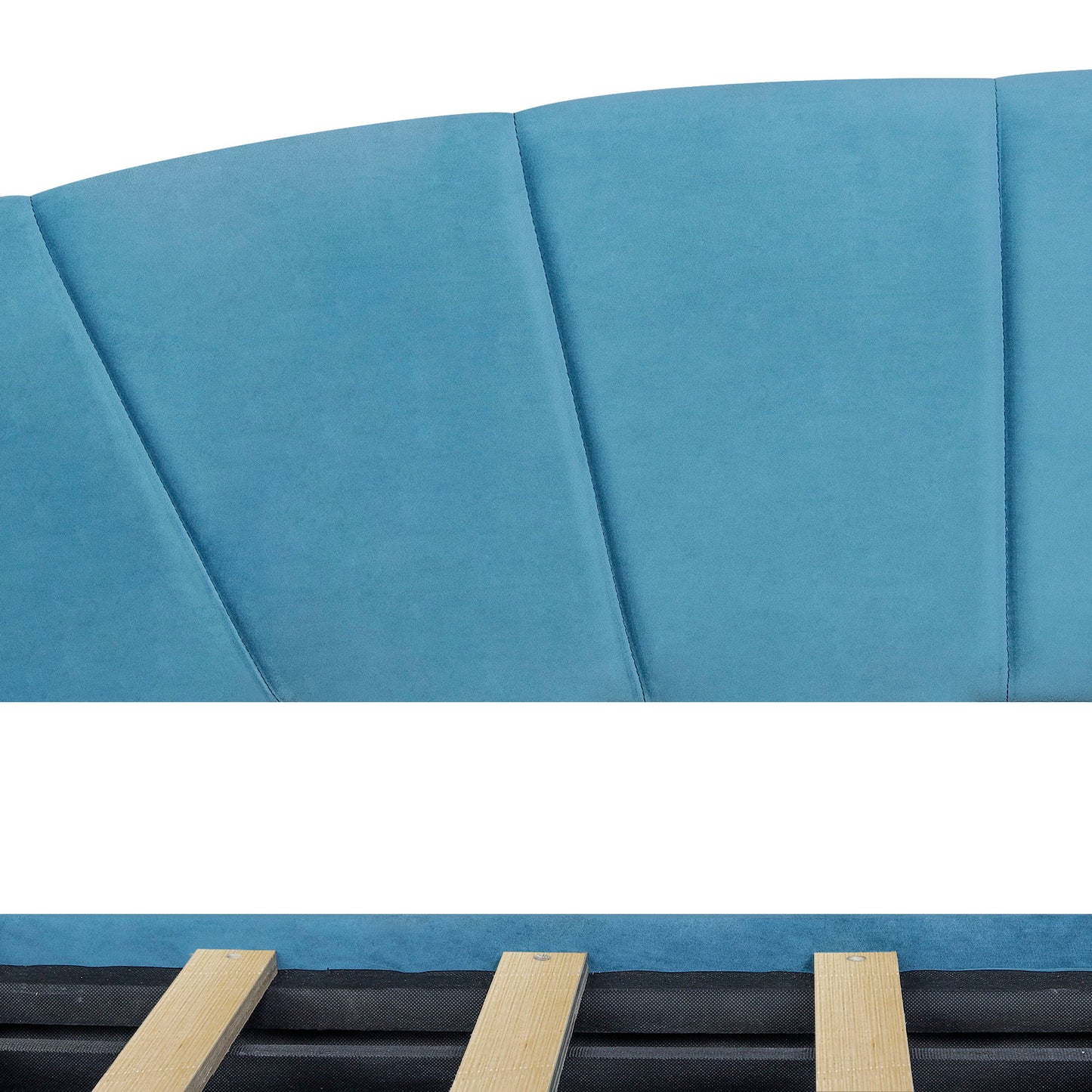 Twin Size Upholstered Daybed With Two Drawers And Slat - Blue