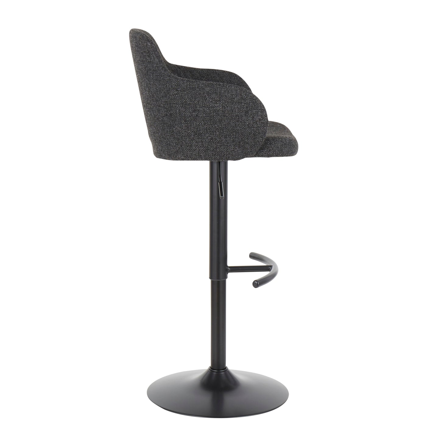 Boyne - Industrial Upholstered Adjustable Barstool With Swivel With Rounded T Footrest (Set of 3) - Black / Dark Gray