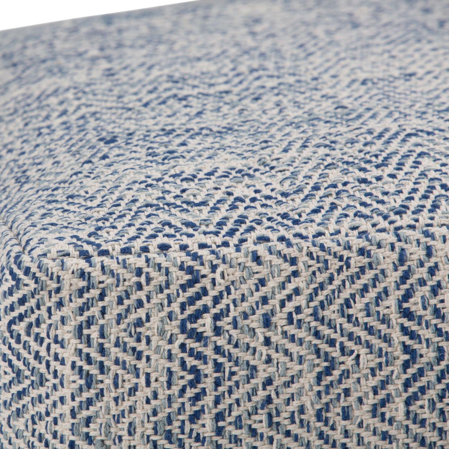 Nate - Square Pouf - Patterned Denim Melange