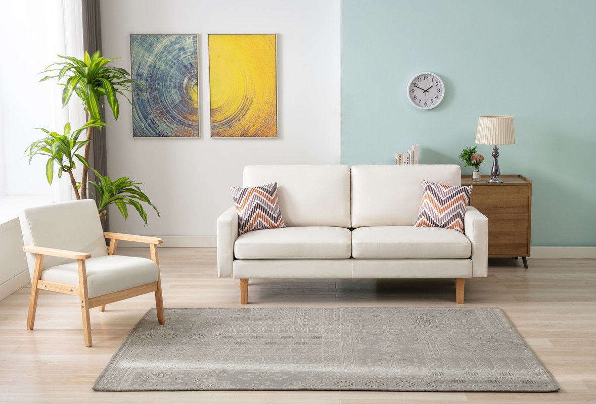 Bahamas - Linen Sofa And Chair With 2 Throw Pillows (Set of 2) - Beige