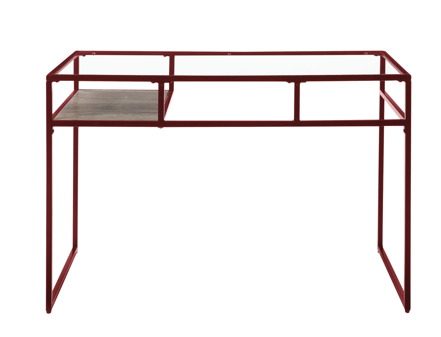 Yasin - Glass Top Writing Desk - Red