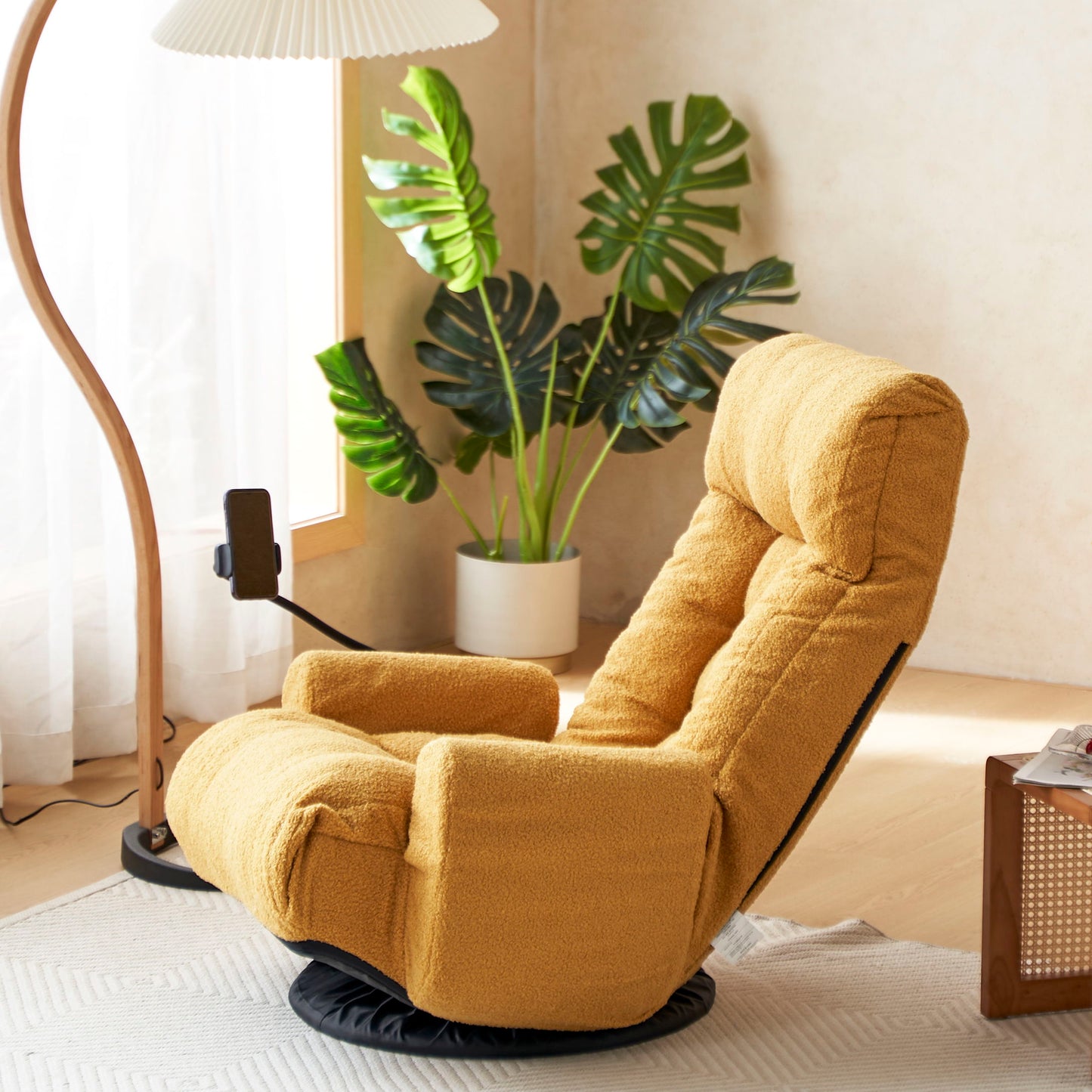 Adjustable Swivel Lounge Chair With 360 Degree Rotating Seat And Headrest Support, Leisure Chair Deck Chair Game Chair For Living Room - Yellow