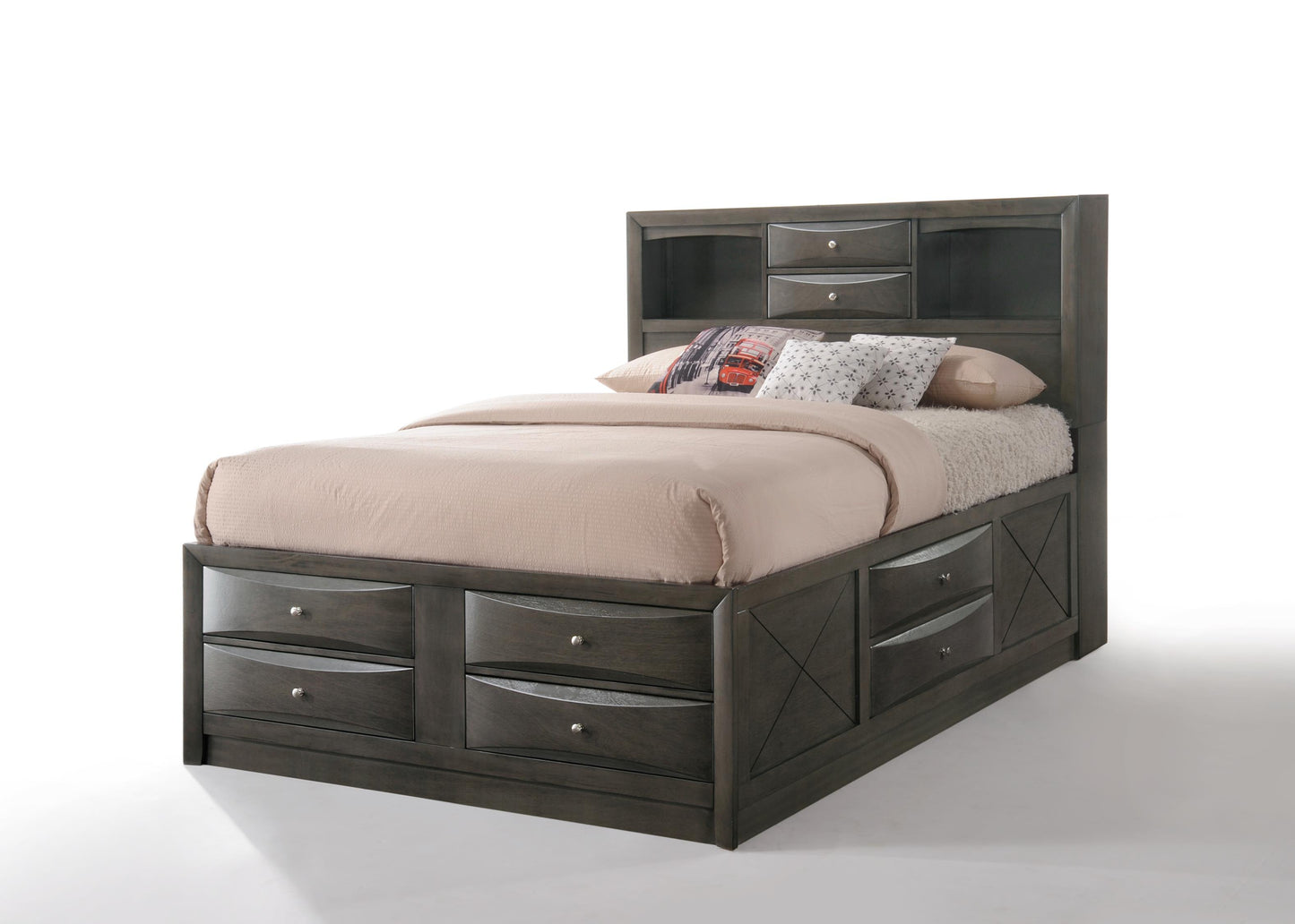 Ireland - Queen Bed With Storage - Gray Oak