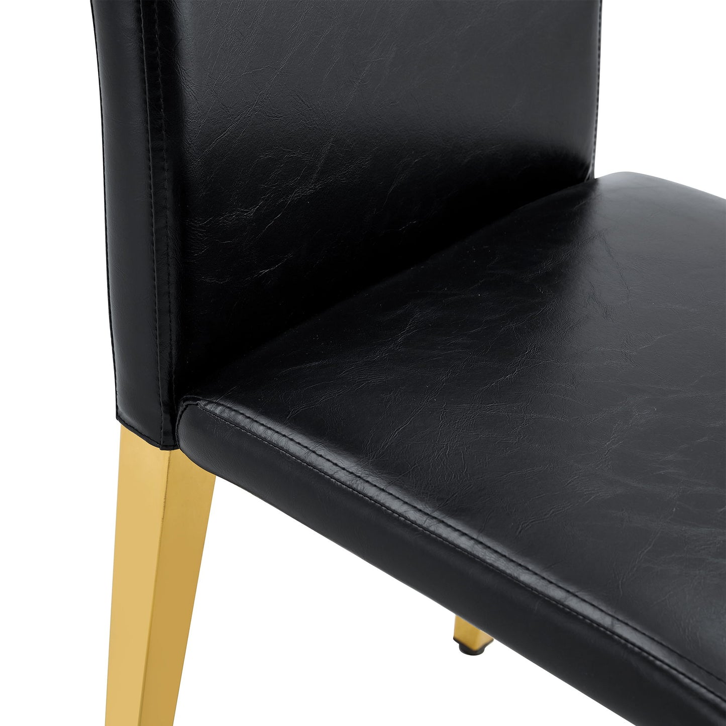 (Set of 4) Backrest Chairs With Gold Metal Legs A Perfect Pairing, Ideal For Minimalist And Modern Home Decor Styles - Black / Gold