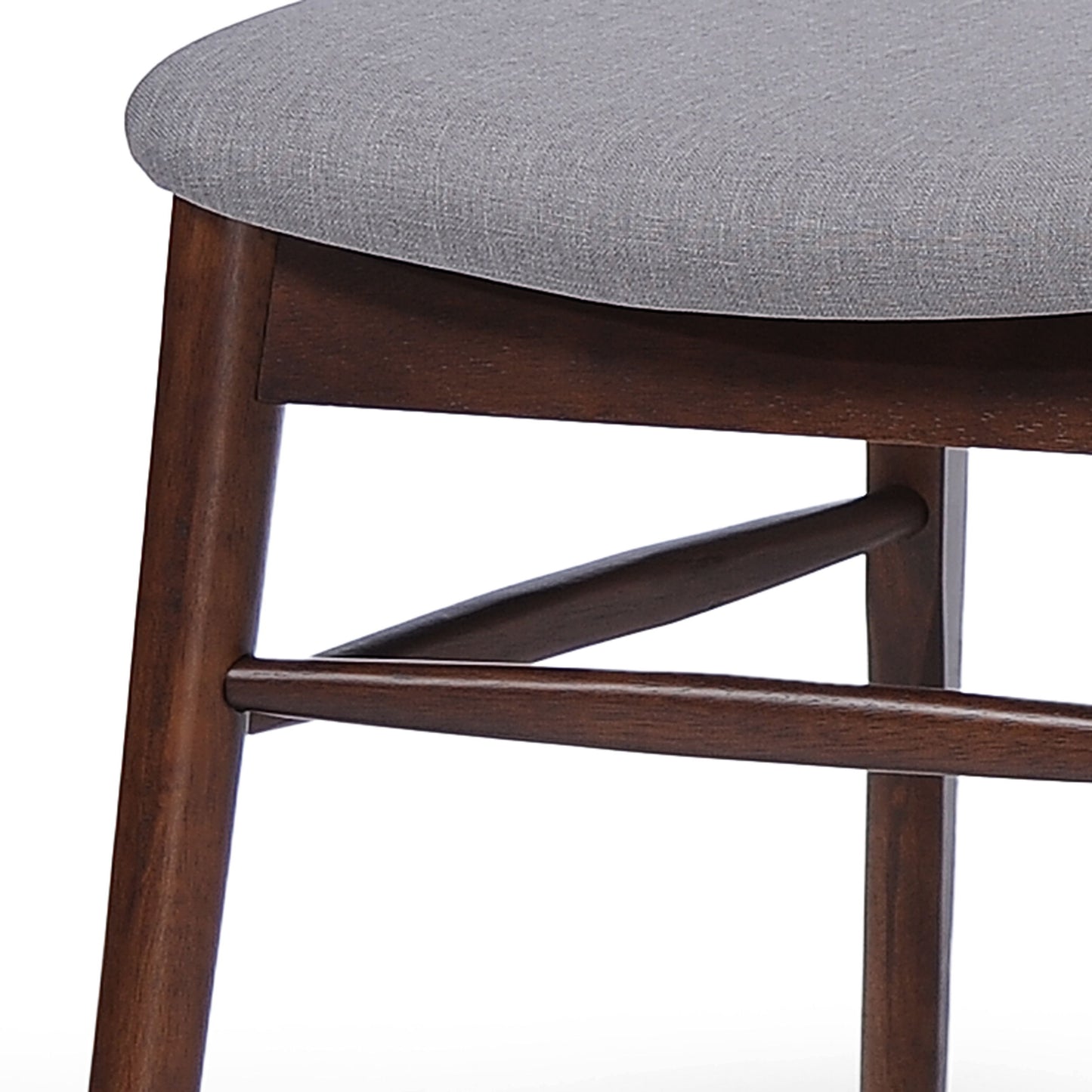 Mid Century Modern Upholstered Dining Chairs With Splayed Rubberwood Legs (Set of 2) - Light Gray