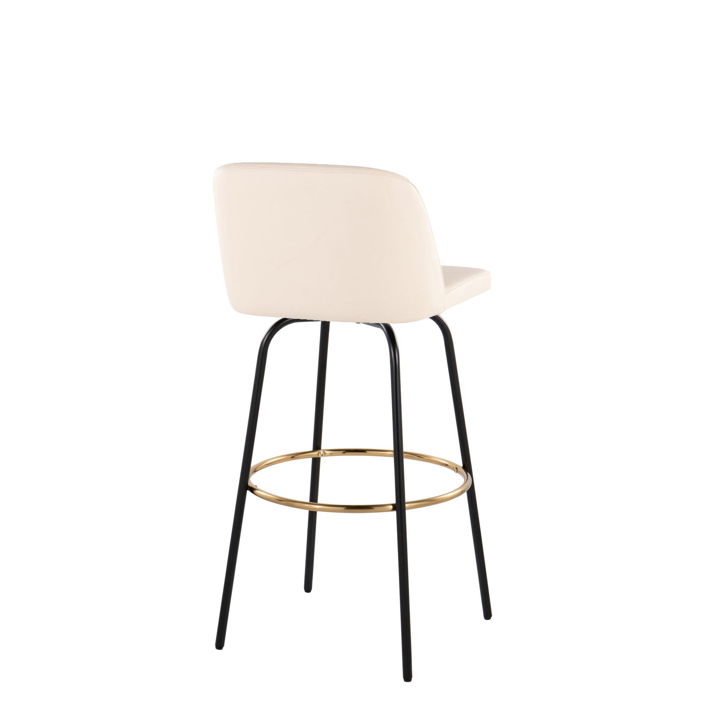 Toriano - Contemporary Fixed Height Barstool With Swivel With Round Footrest (Set of 2) - Cream / Black