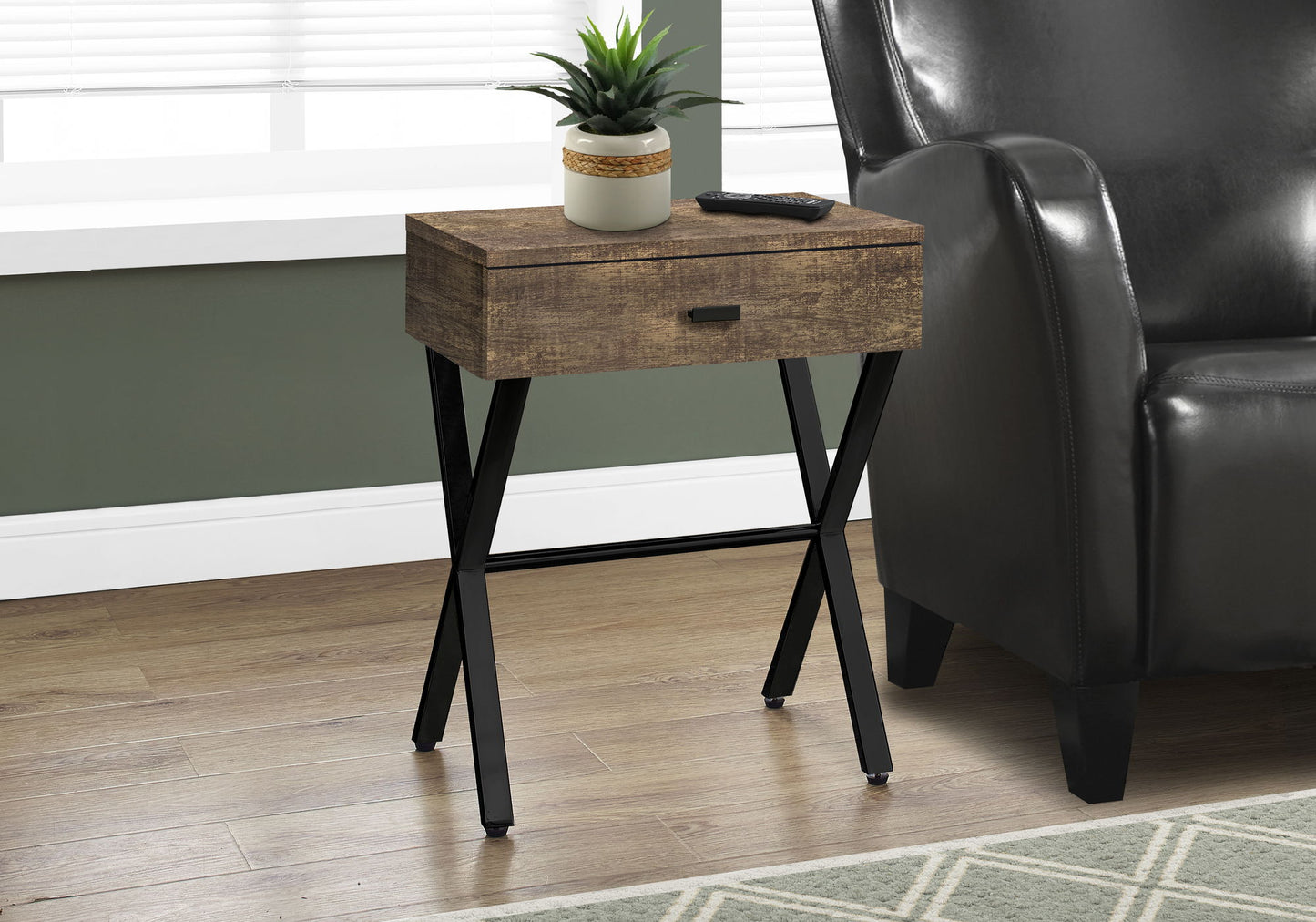 Accent Side Table, Storage Drawer, Contemporary & Modern - Brown