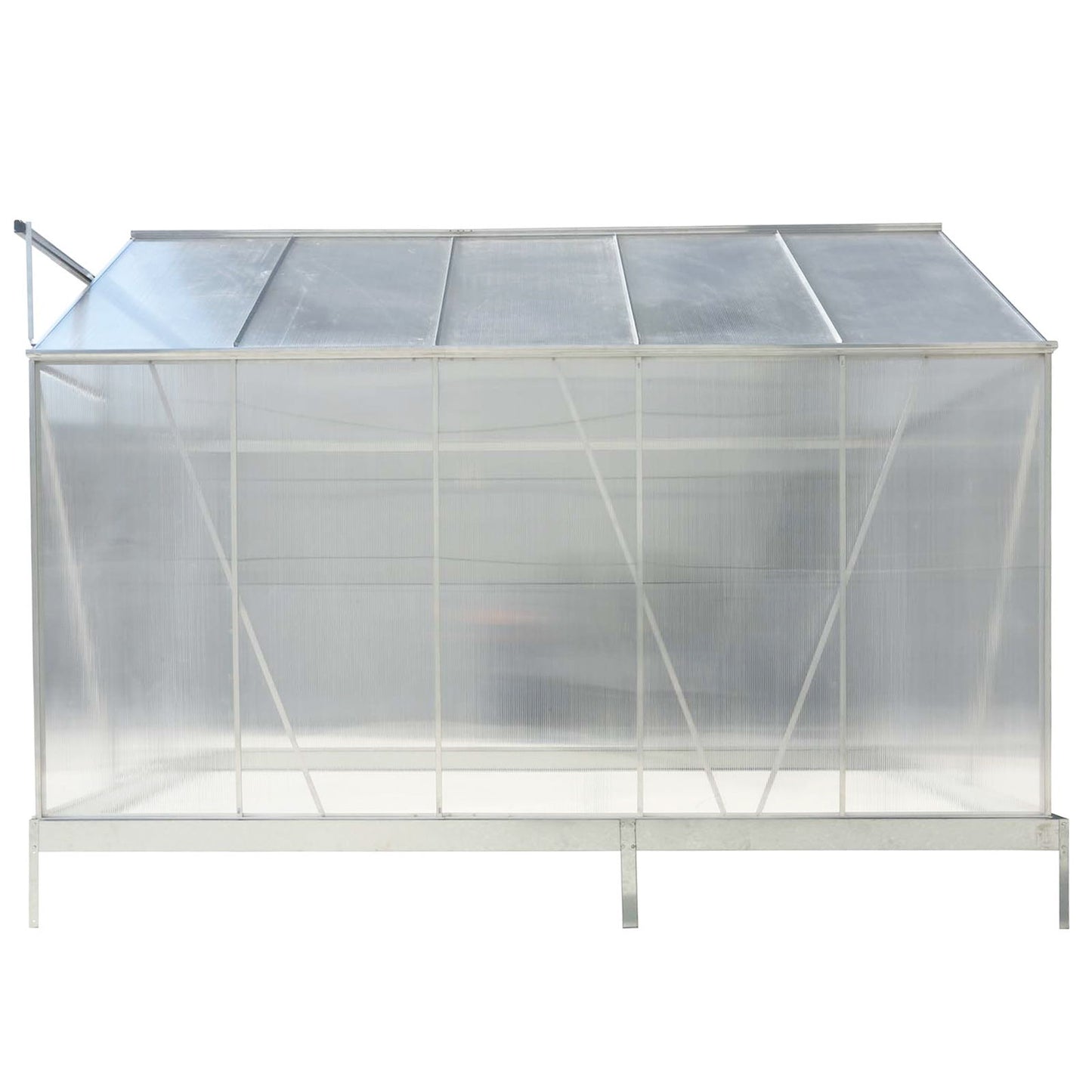 6.3'x10.2'x7' Polycarbonate Greenhouse, Heavy Duty Outdoor Aluminum Walk-In Green House Kit With Rain Gutter, Vent And Door For Backyard Garden - Aluminium