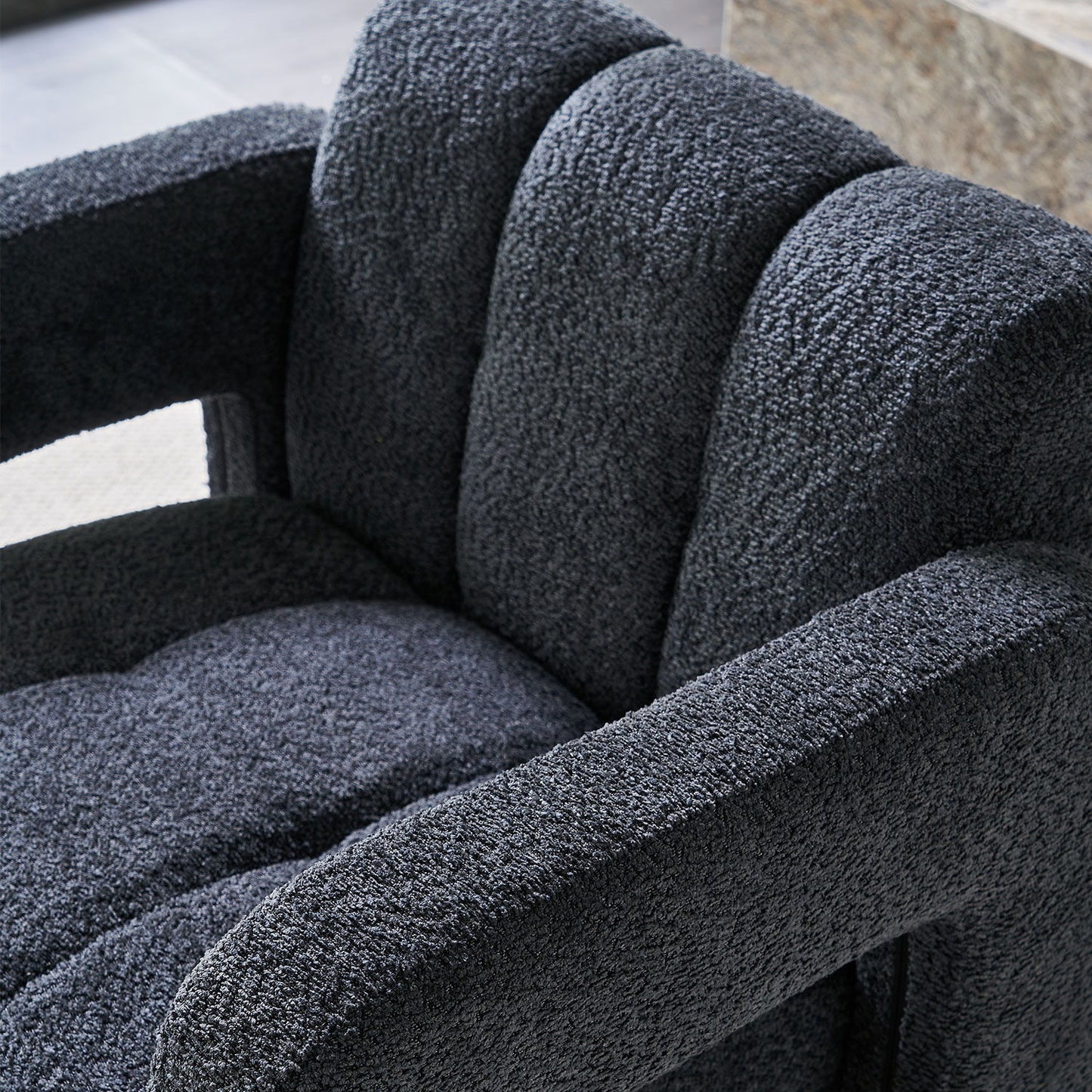 31.10" Boucle Upholstered Accent Chair - Dark Gray