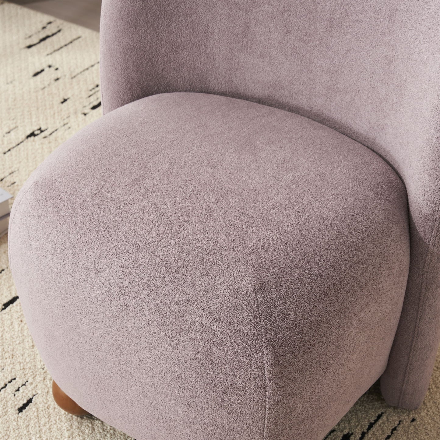 Modern Low Back Accent Chair, Upholstered Armless Living Room Chairs, Round Pine Wood Feet, For Small Living Spaces, Living Room - Purple