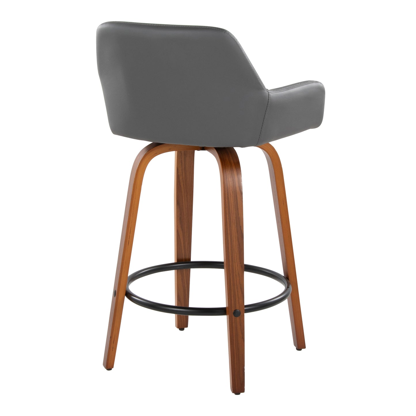 Daniella - Contemporary Fixed Height Counter Stool With Swivel With Round Footrest (Set of 2) - Walnut / Gray