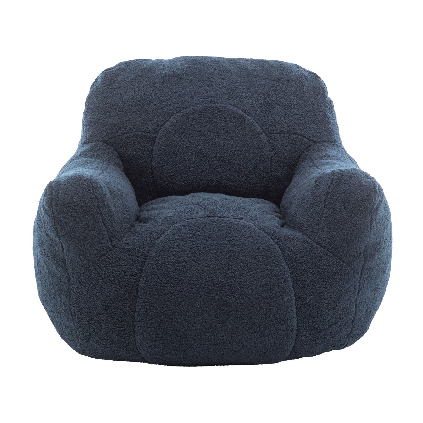 Comfy Bean Bag Chair With Filler, Tufted Memory Foam Sofa, Teddy Fabric, Fluffy And Cozy Seating For Dorm, Apartment, Or Living Room - Dark Blue