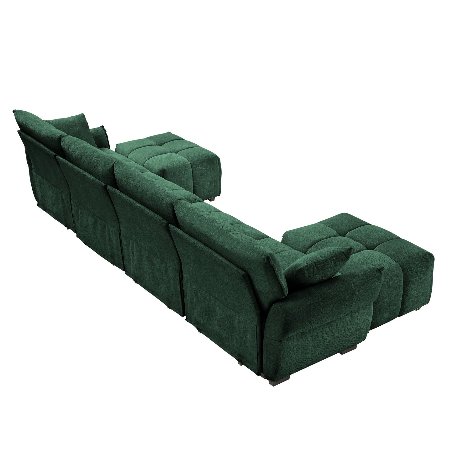 Modern Style 4 Seater Sofa Set With 2 Ottomans Frame - Premium Green