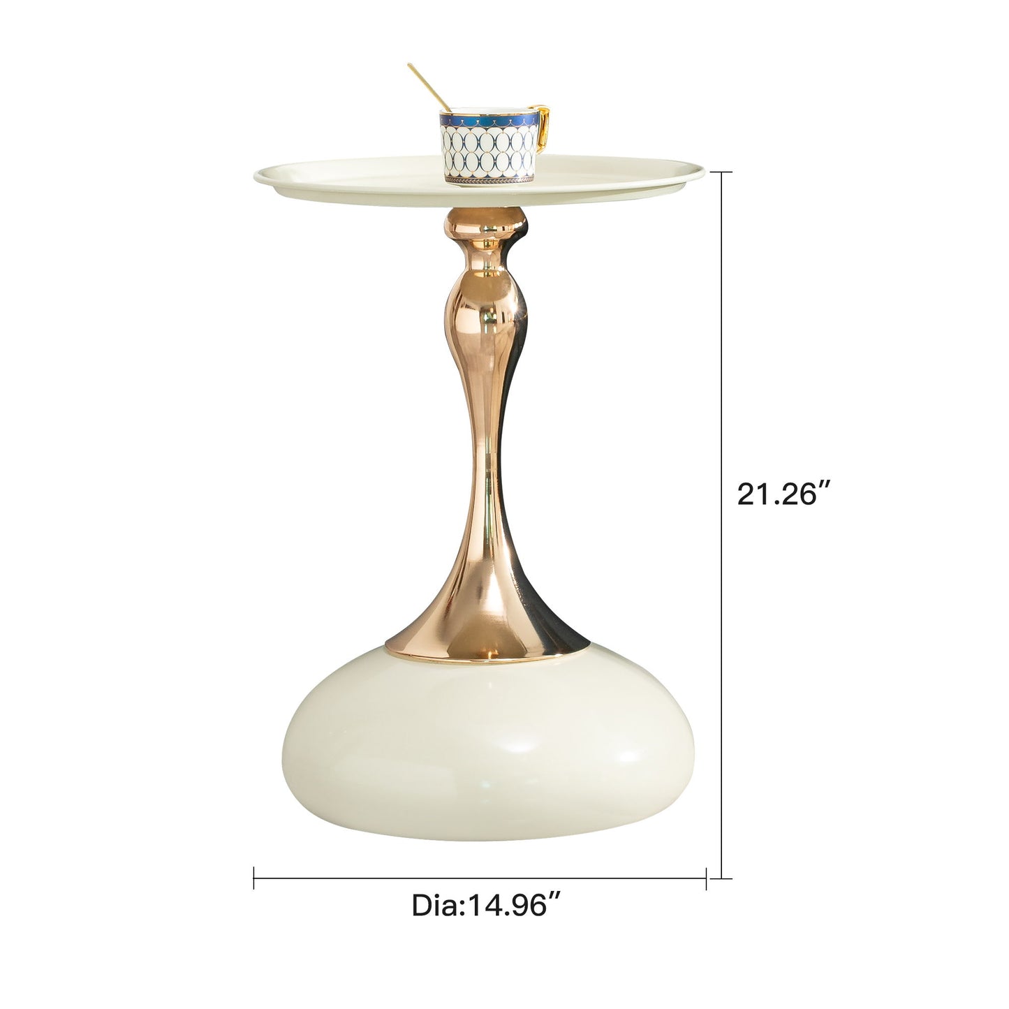 Modern Small Round Side Table For Small Spaces Carbon Steel Cocktail Table - Milk White