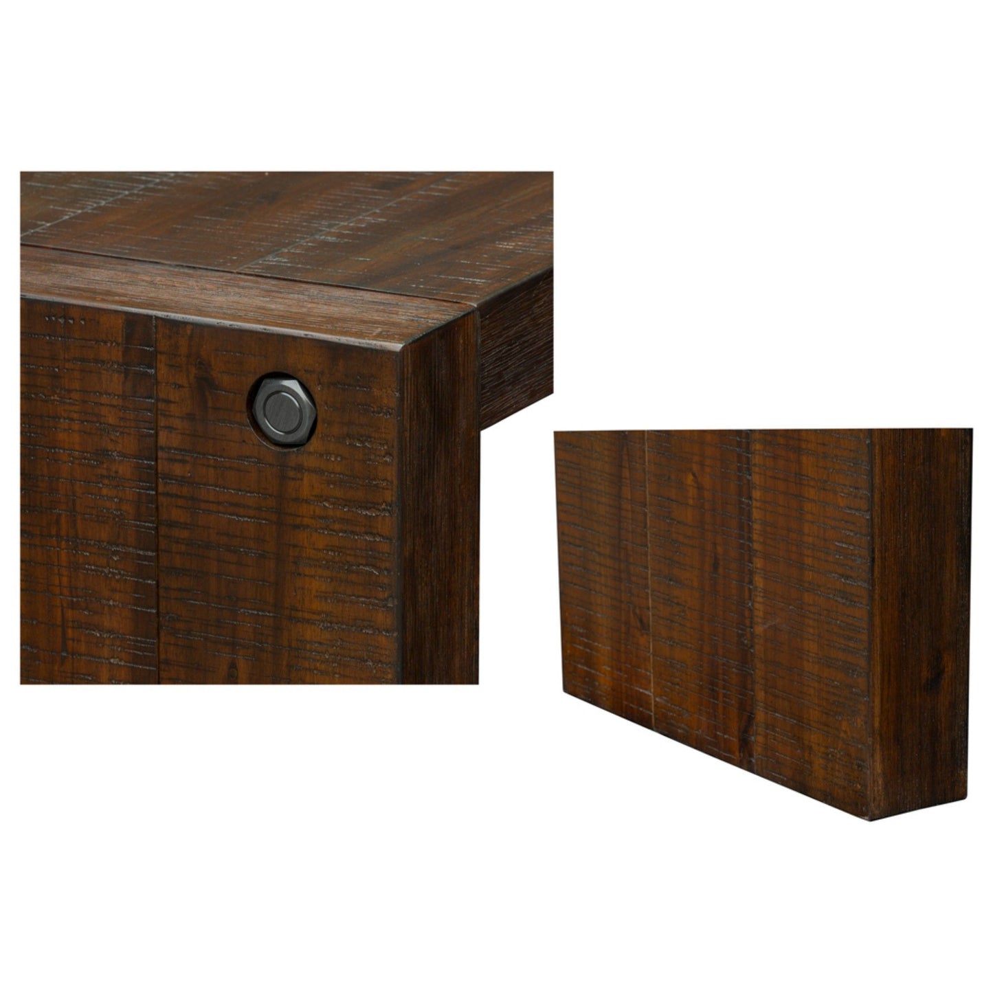 Modern Solid Wood Console Table - Distressed Brown