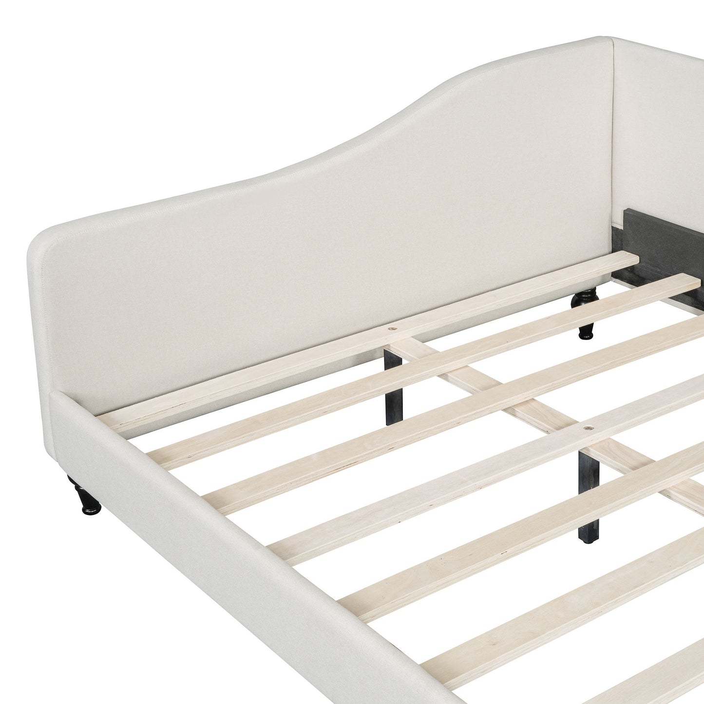 Full Size, Durable Construction Modern L Shaped Linen Daybed With Legs - Beige