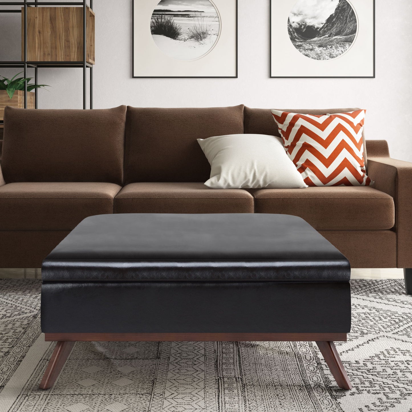 Owen - Square Coffee Table Storage Ottoman - Tanners Brown