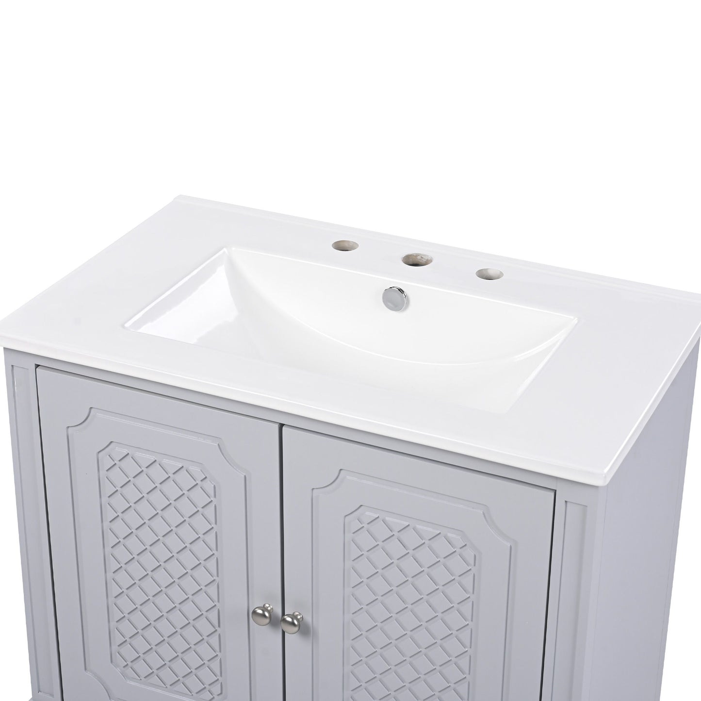 Vintage Style 30" Bathroom Vanity With Sink, Multi Functional Storage, Soft Closing Door - Gray