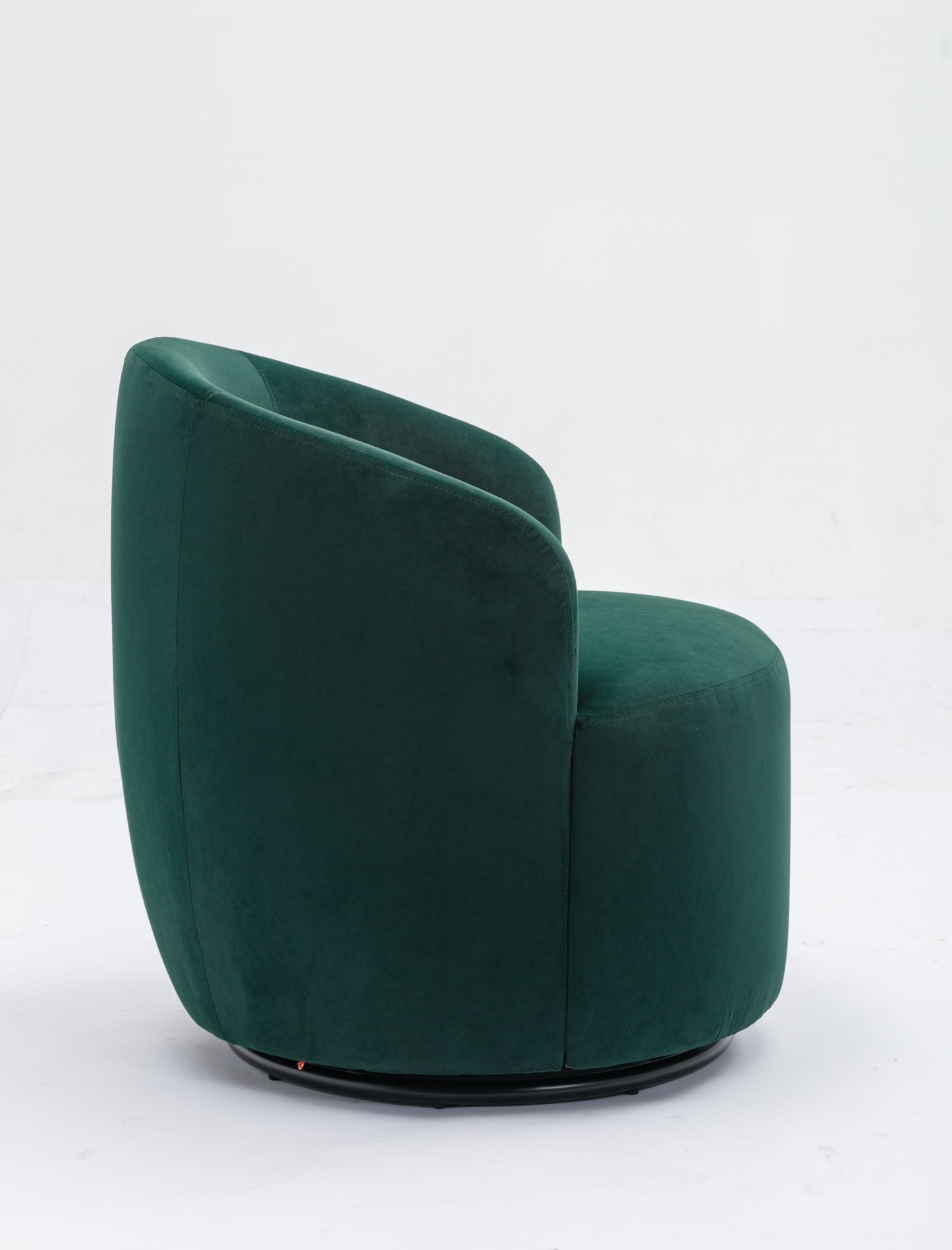 Velvet Fabric Swivel Accent Armchair Barrel Chair With Black Powder Coating Metal Ring - Green