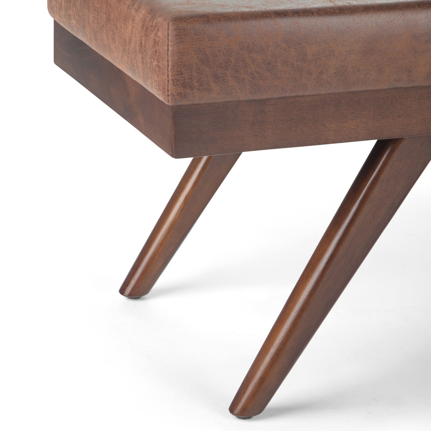 Chanelle - Mid Century Ottoman Bench - Distressed Umber Brown