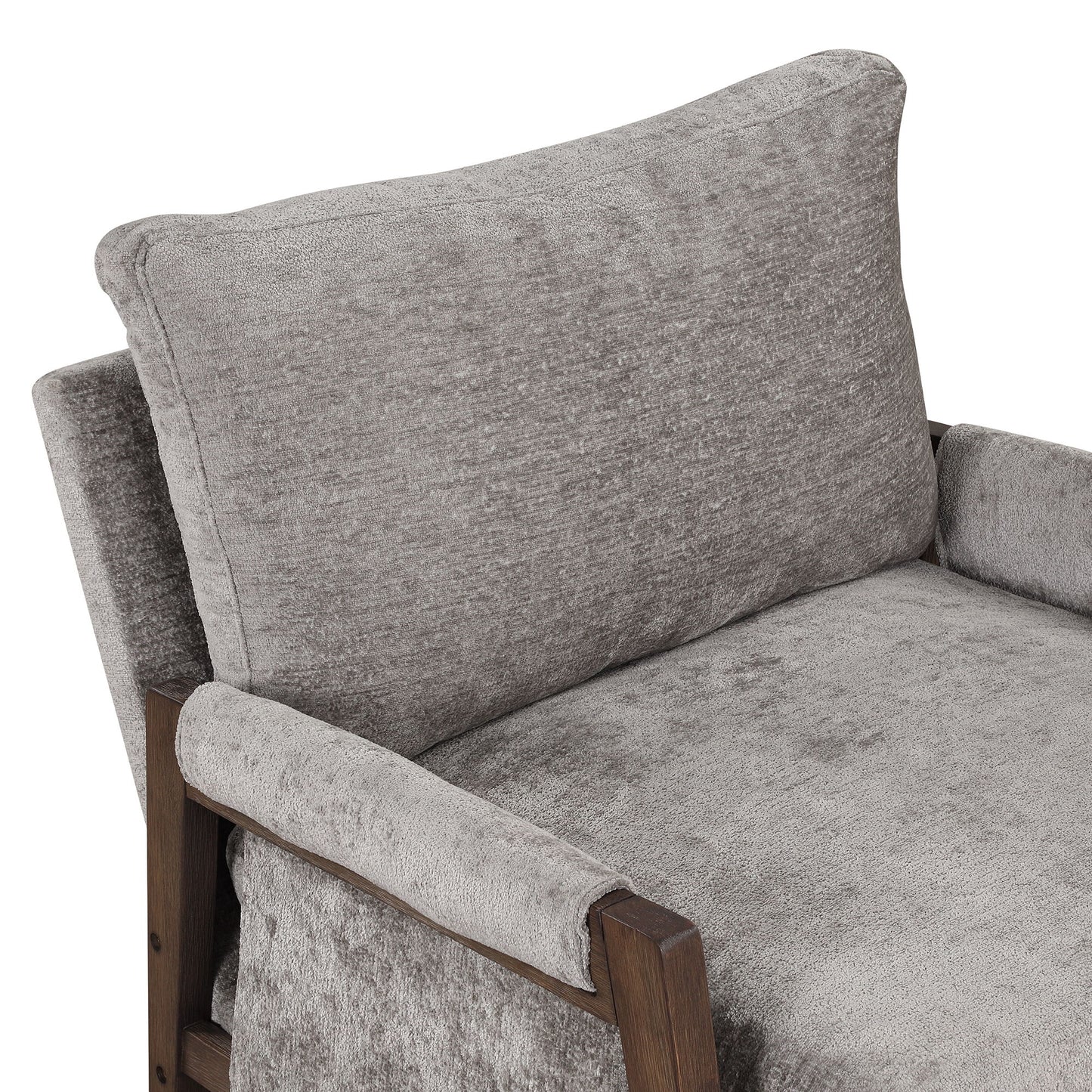 Mid-Century Modern Velvet Accent Chair, Leisure Chair With Solid Wood And Thick Seat Cushion For Living Room, Bedroom, Studio - Gray