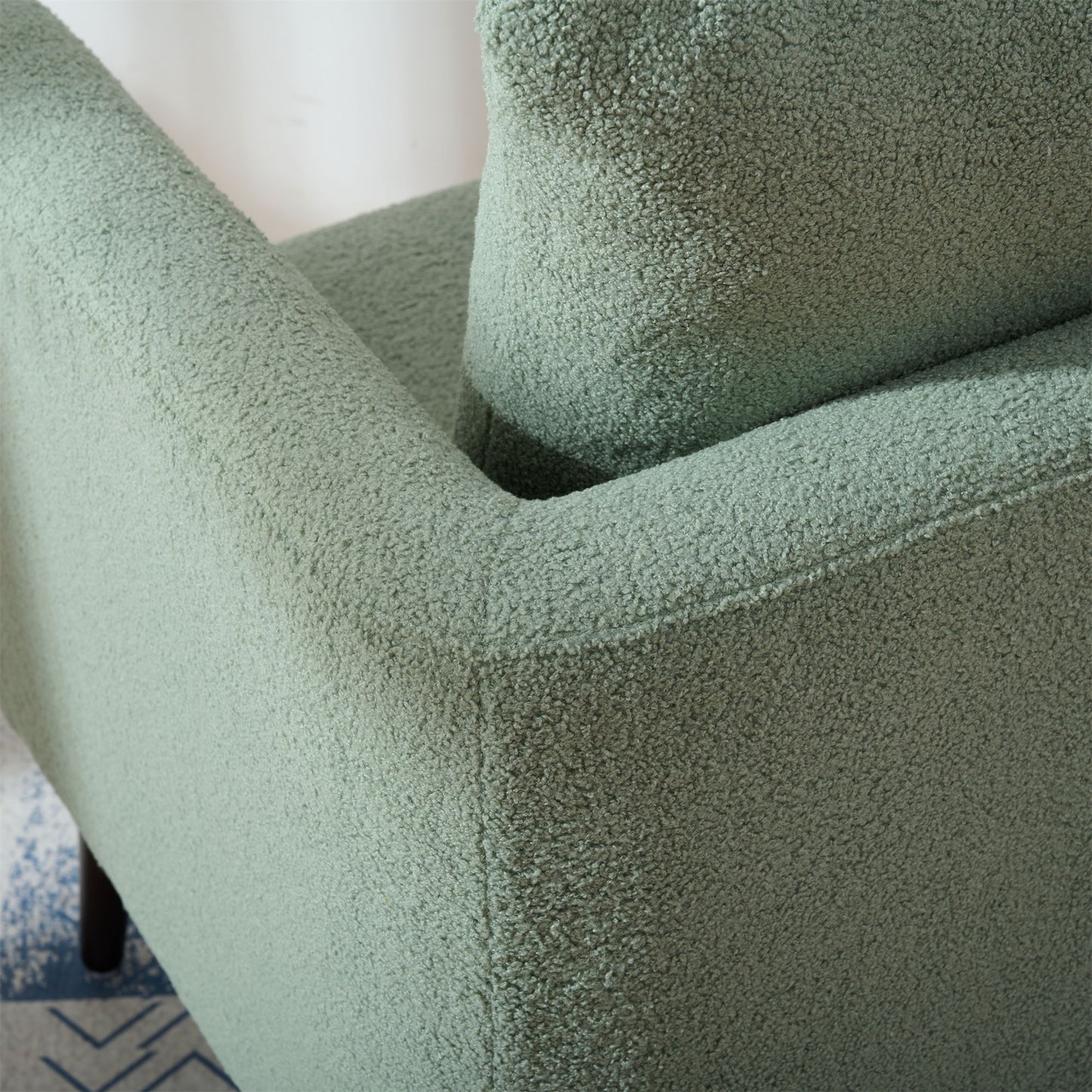 Modern Accent Chair, Upholstered Armchair For Living Room, Mid Century Fabric Lounge Chair With Pillow, Comfortable Reading Chair With Wood Legs For Living Room, Reception Room - Light Green
