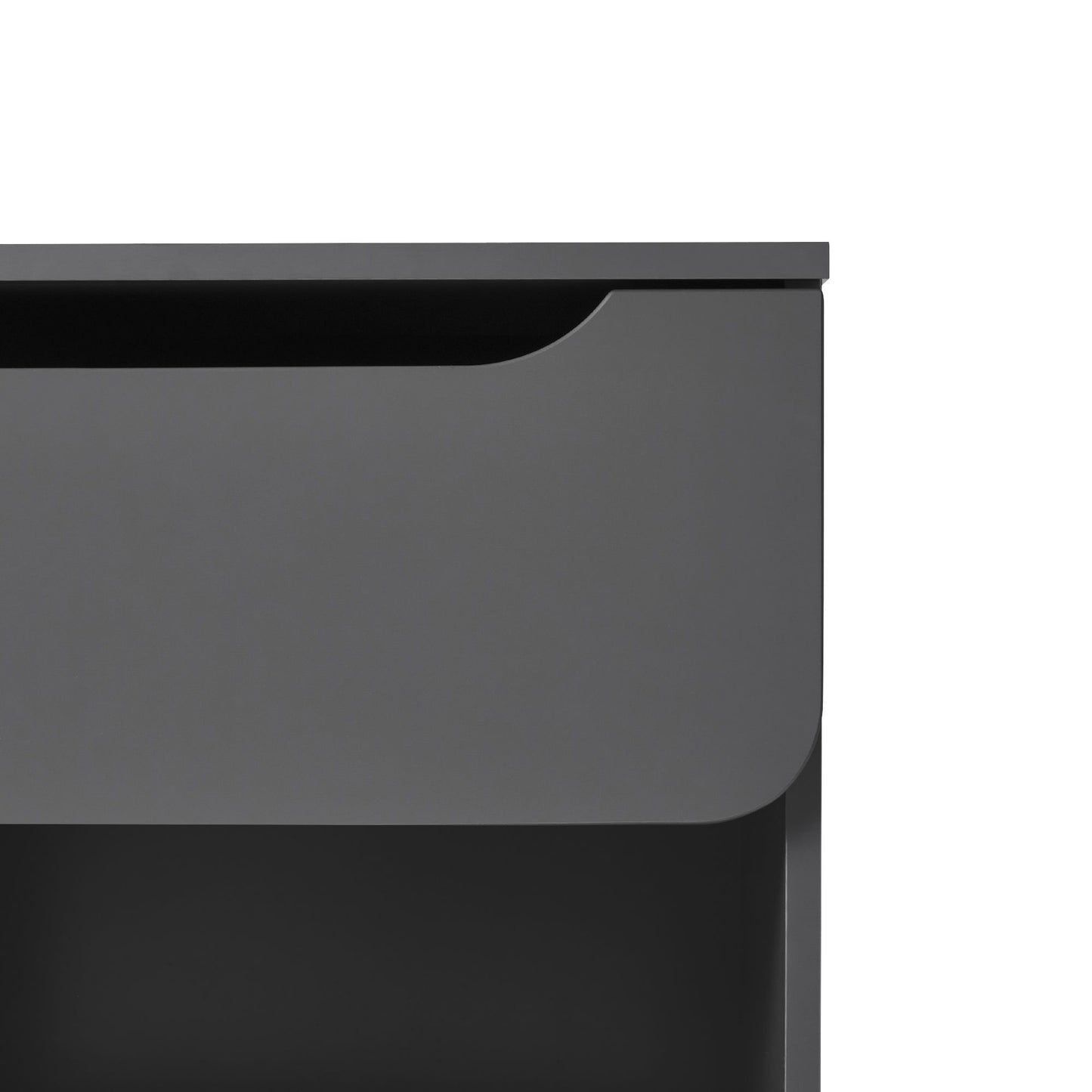 Modern Minimalist 1 Drawer Nightstand With Cubby - Dark Gray