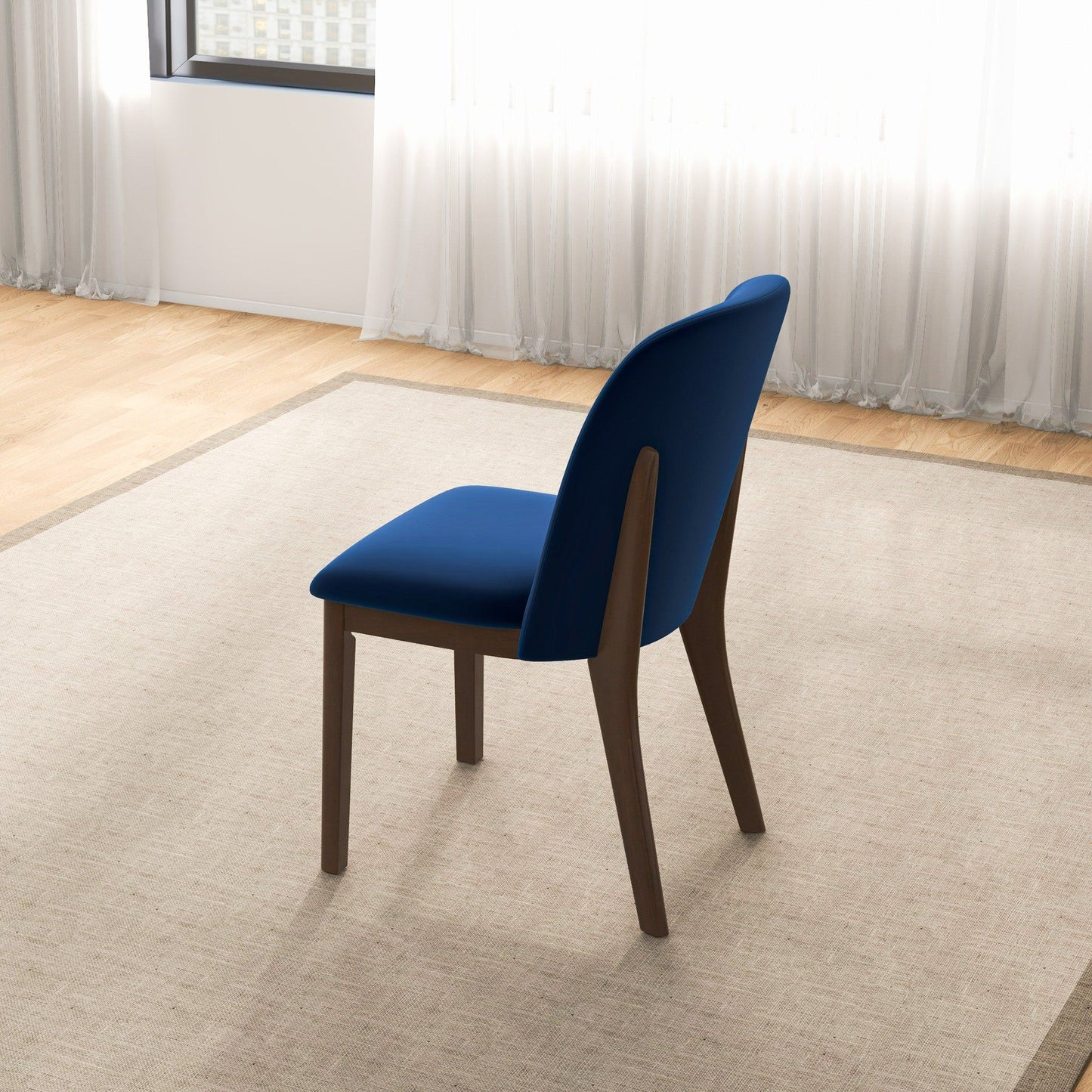 Kaitlyn - Dining Chair (Set of 2) - Brown / Navy Blue