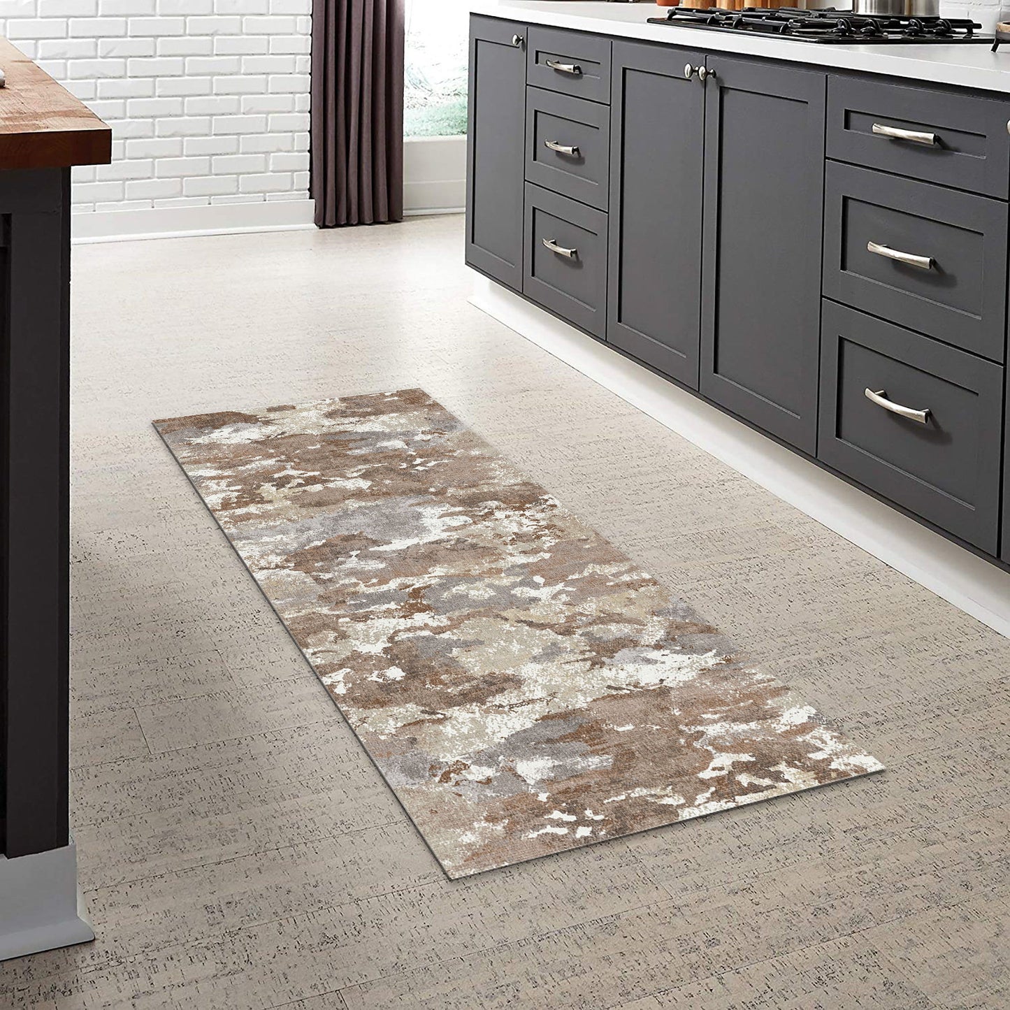 Sphinx - Indoor & Outdoor Washable Non - Slip Runner Rug - Cream / Brown