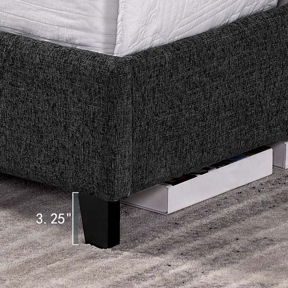 King Size Upholstered Platform Bed - Charcoal Gray