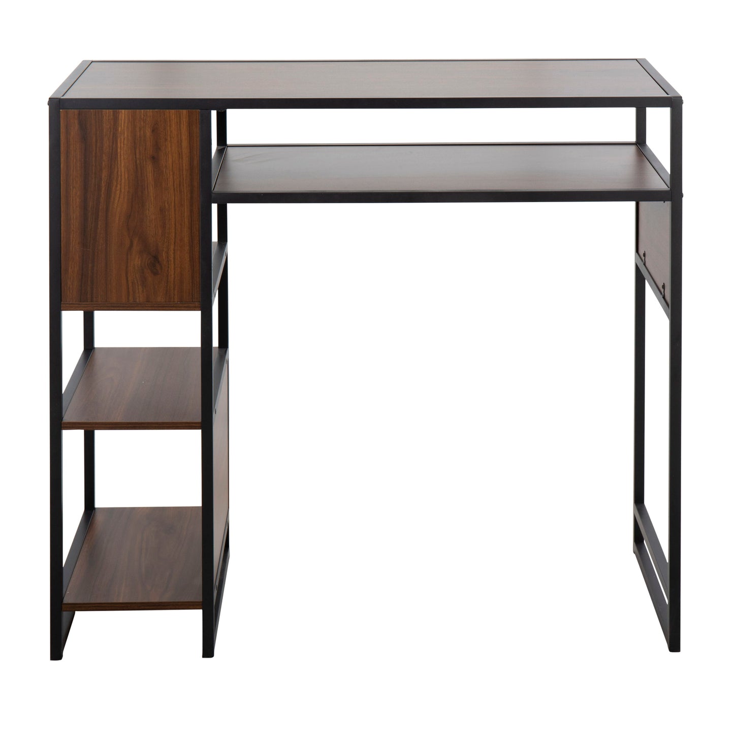 Display Farmhouse Bar Height Table With Storage Space - Black / Walnut