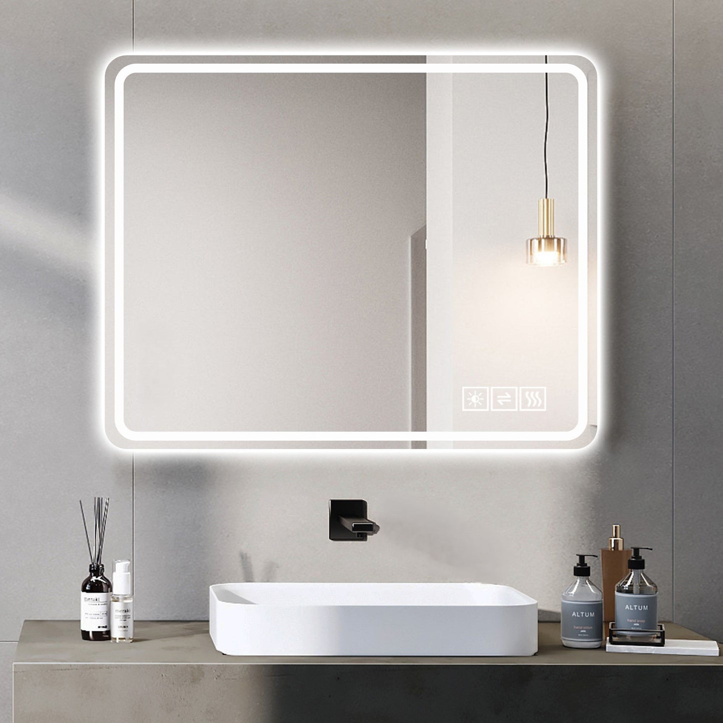 LED Bathroom Mirror Vanity Mirrors With Front Lights, Wall Mounted Anti-Fog Frameless Make Up Mirror With Light Copper-Free Mirror Horizontal Or Vertical - Clear