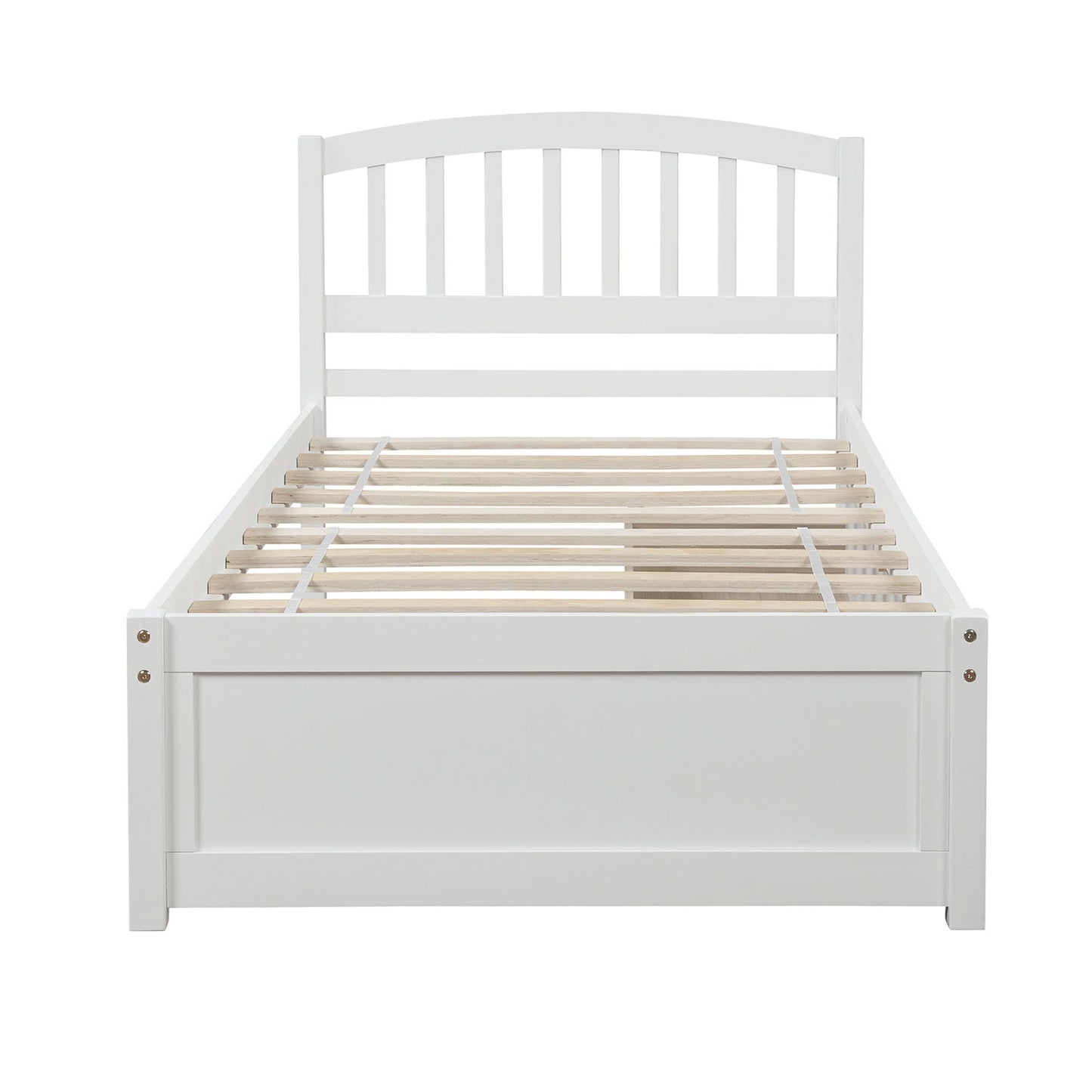 Twin Platform Storage Bed Frame With Two Drawers And Headboard - White
