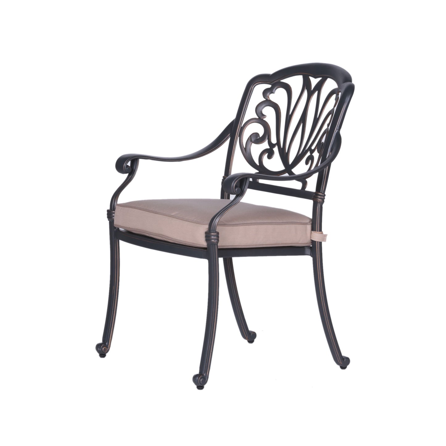 Patio Outdoor Aluminum Dining Armchair With Cushion (Set of 2) - Spectrum Sand