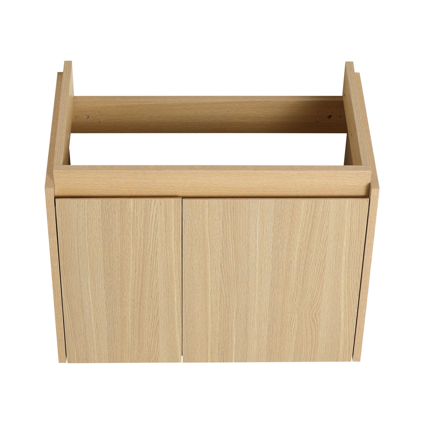 Modern 24" Bathroom Vanity With Ceramic Basin, Wall Mounted Floating Sink Combo, Wooden Storage Cabinet - Oak