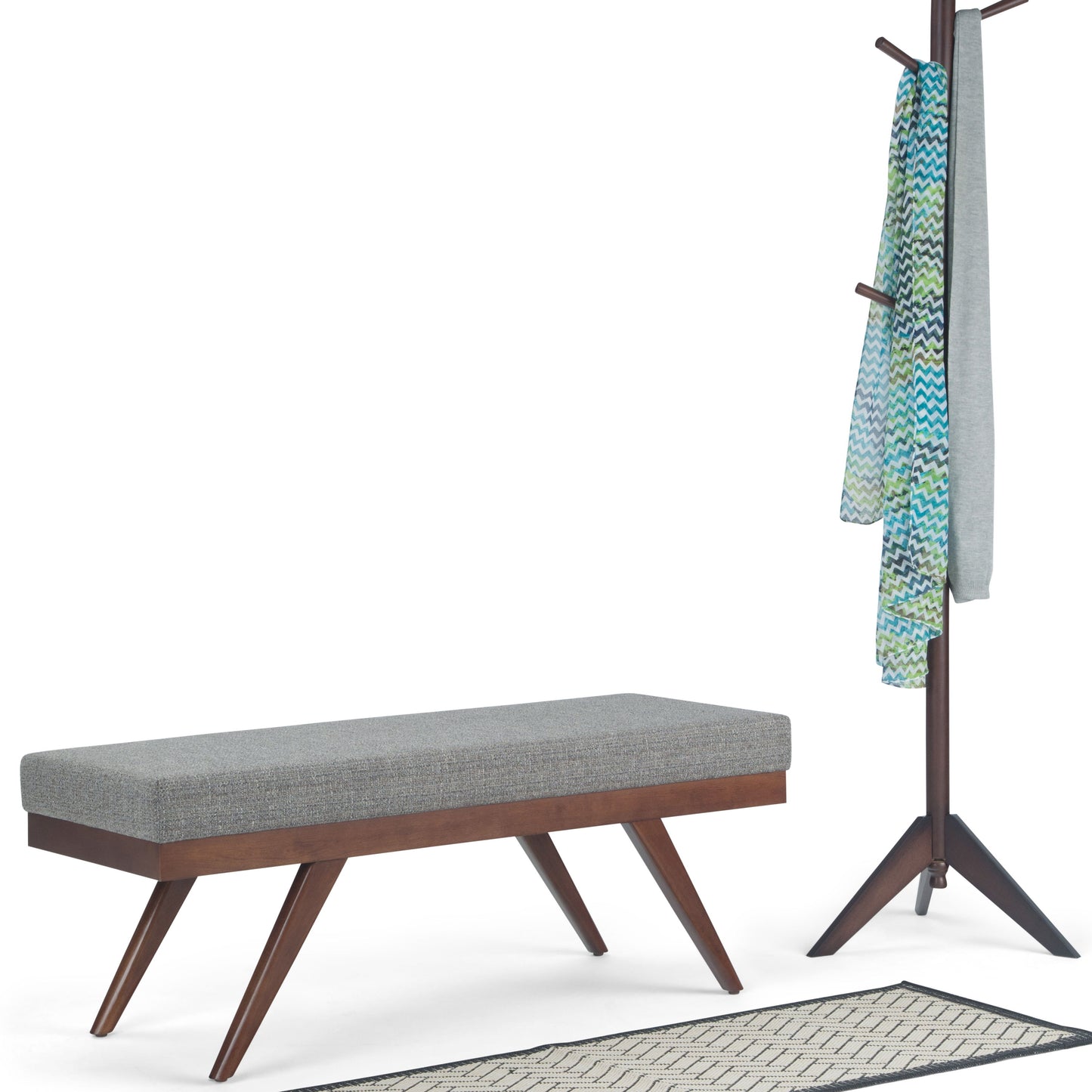 Chanelle - Mid Century Ottoman Bench - Pebble Gray