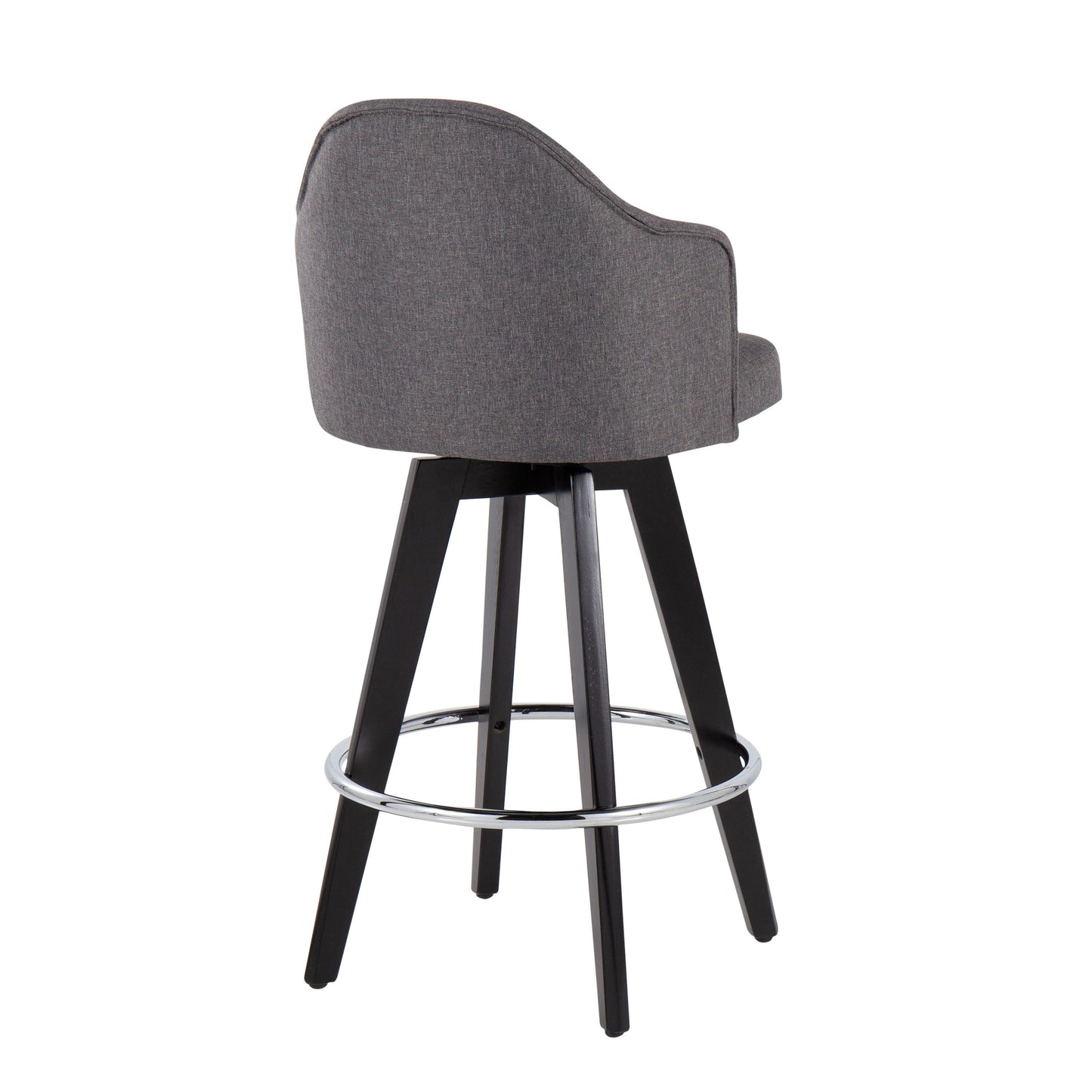 Ahoy - Contemporary Fixed Height Counter Stool Round Chrome Footrest (Set of 2) - Gray / Black