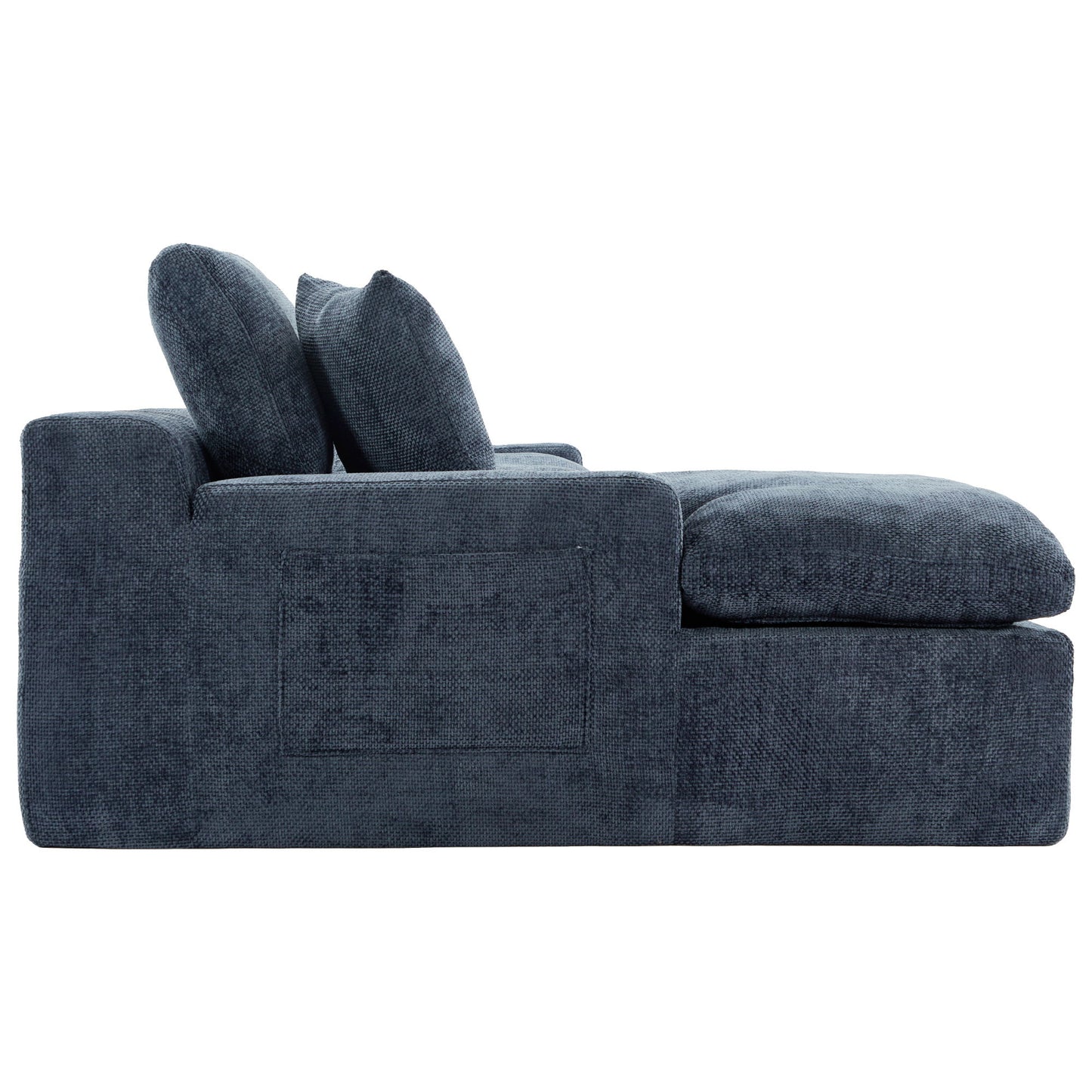 Cloud Sectional Sofa Upholstered Sofa Couch With Double-Layer Cushion And Side Pockets - Blue