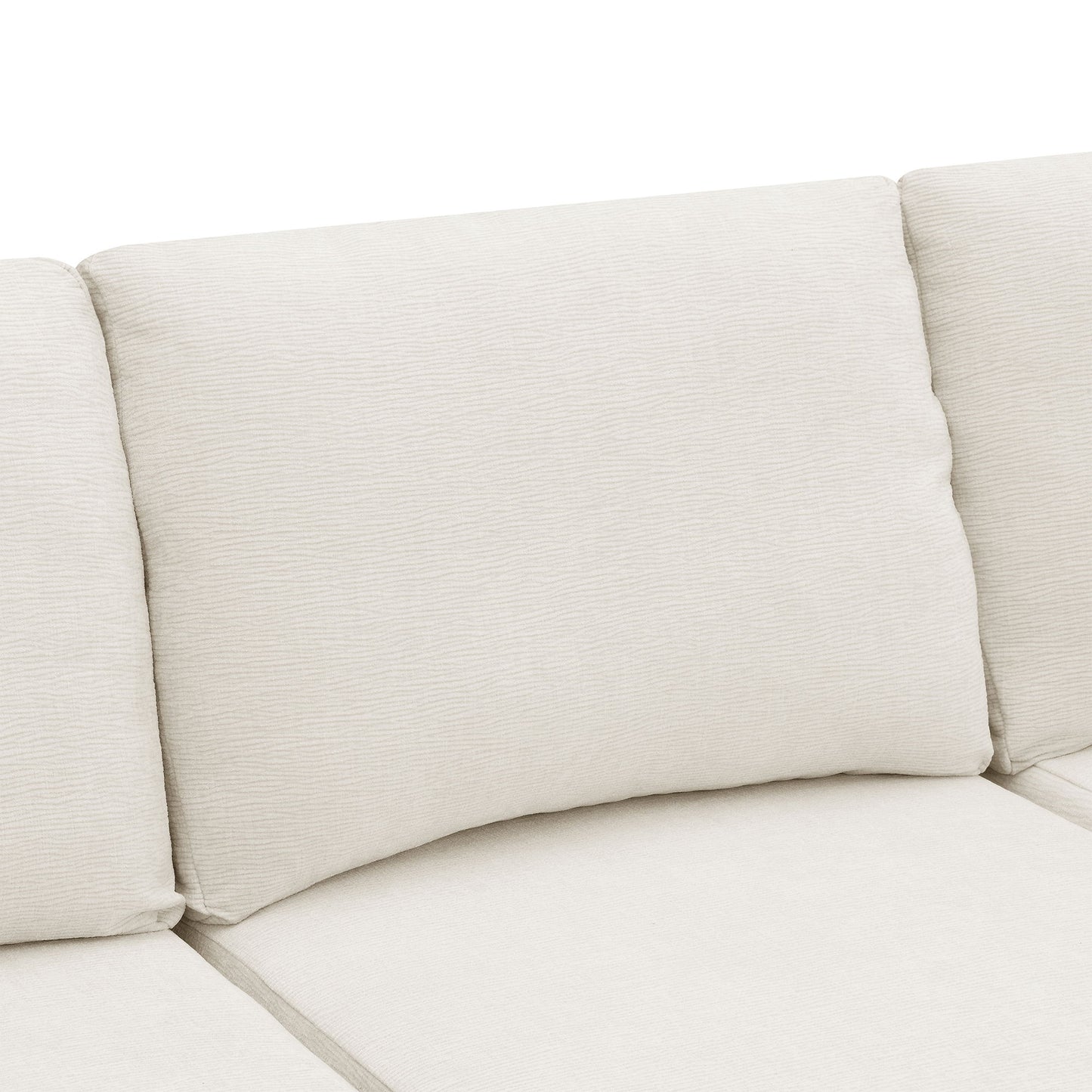 Modular U Shaped Sectional With Ottomans, Luxury Cloud Floor Couch With Deep Seat Fully Compressed Upholstered Sofa - Beige