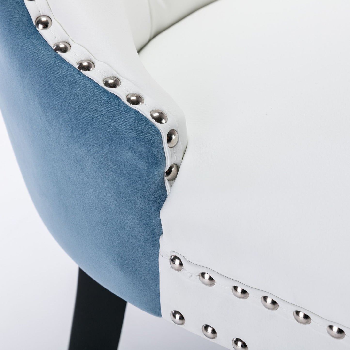 Nikki - Modern, High-End Tufted Solid Wood Contemporary And Velvet Upholstered Dining Chair With Wood Legs Nailhead Trim (Set of 2) - White / Light Blue