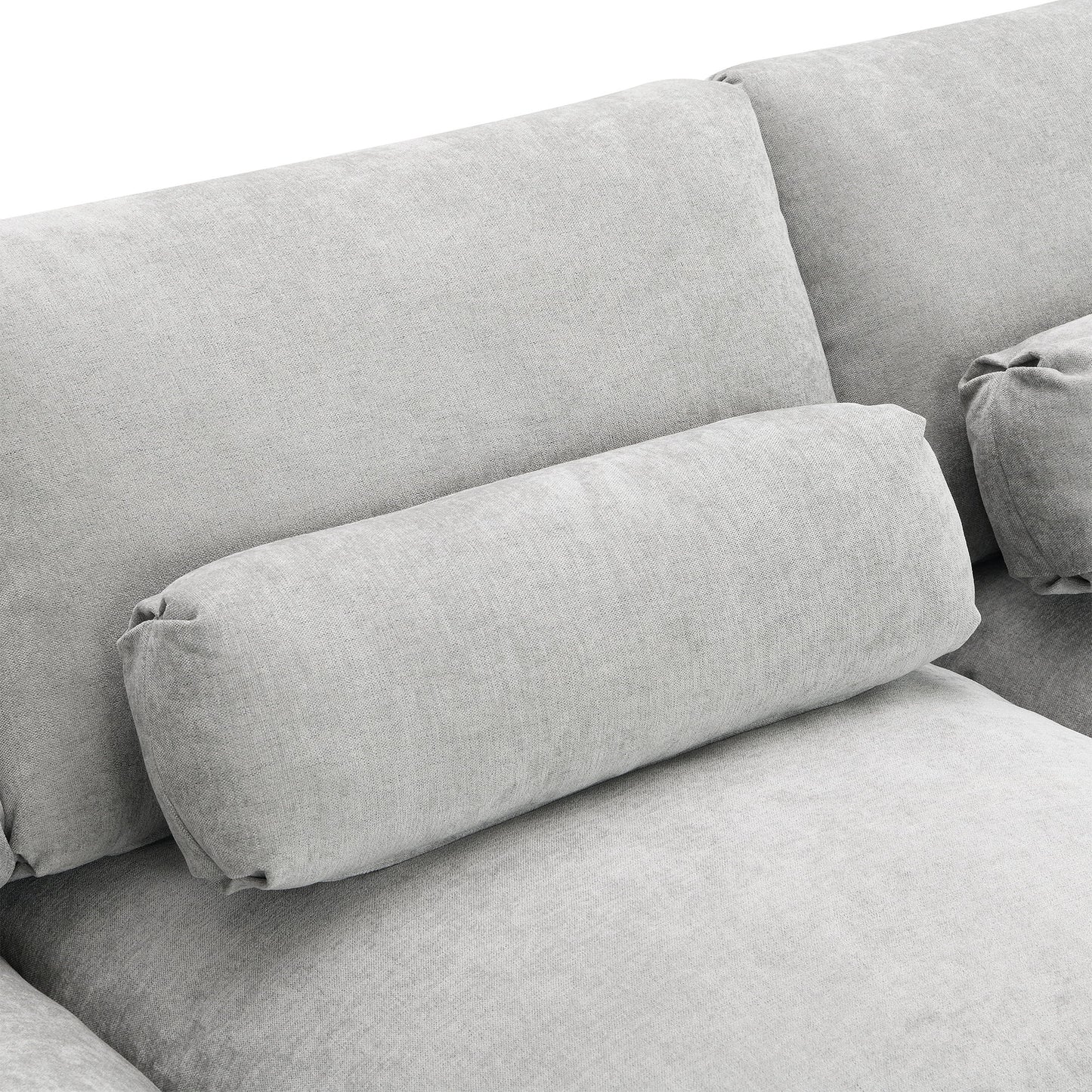 Modular Sectional With Storage Pockets, 5 Seat U Shaped Couch Set With Pillows, Free Combination Modern Cloud Sofa With 2 Movable Ottoman - Medium Gray