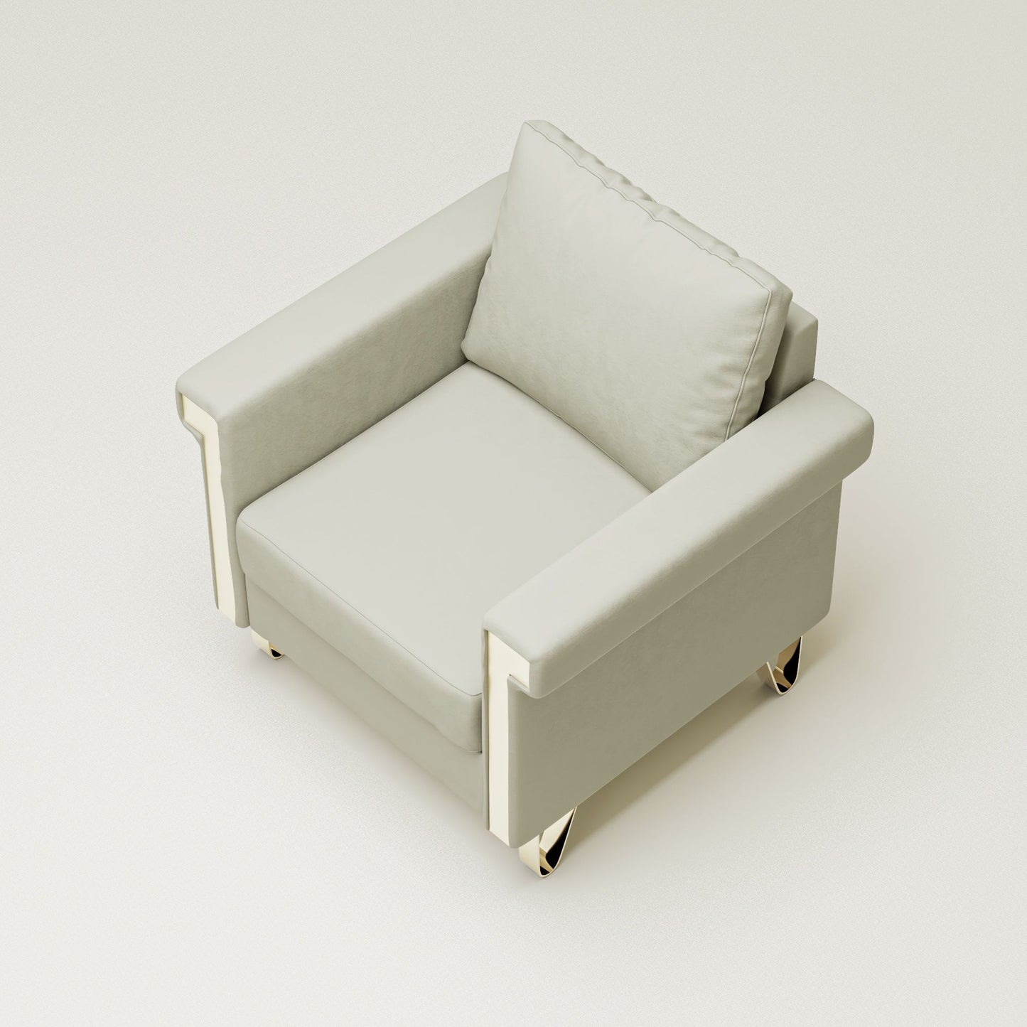 Shiny Velvet Chair With High Resilience Foam And Durable Metal Legs - Cream White