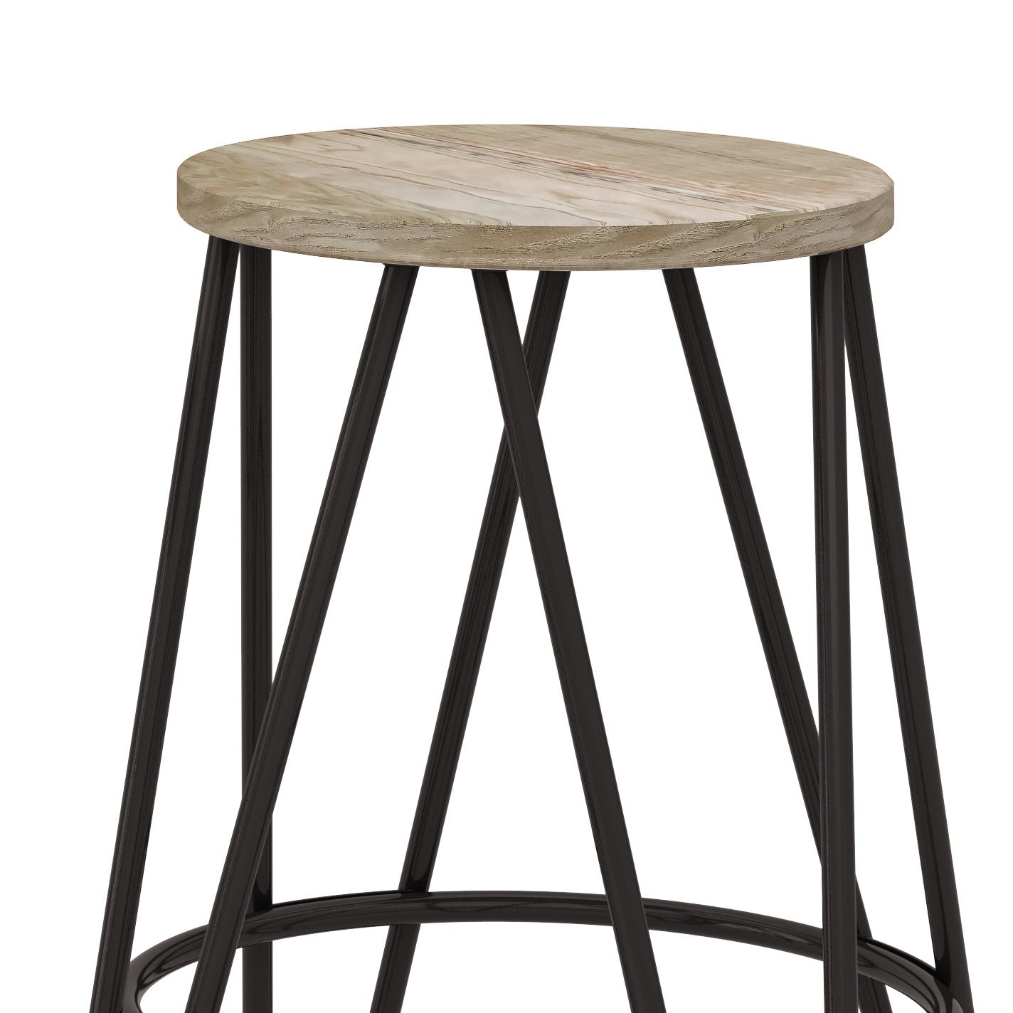Simeon - Metal Counter Height Stool With Wood Seat - Natural / Black